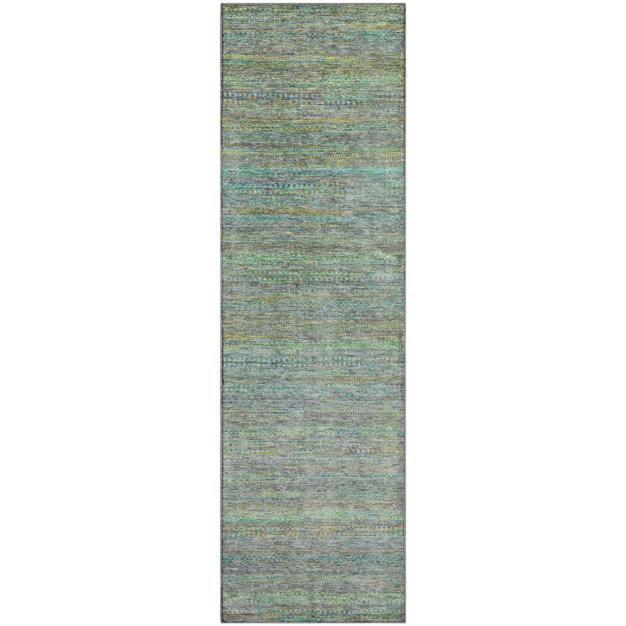 Santorini Machine Washable Transitional Pewter Gray Rug 2'3" x 7'6" #shape_Runner
