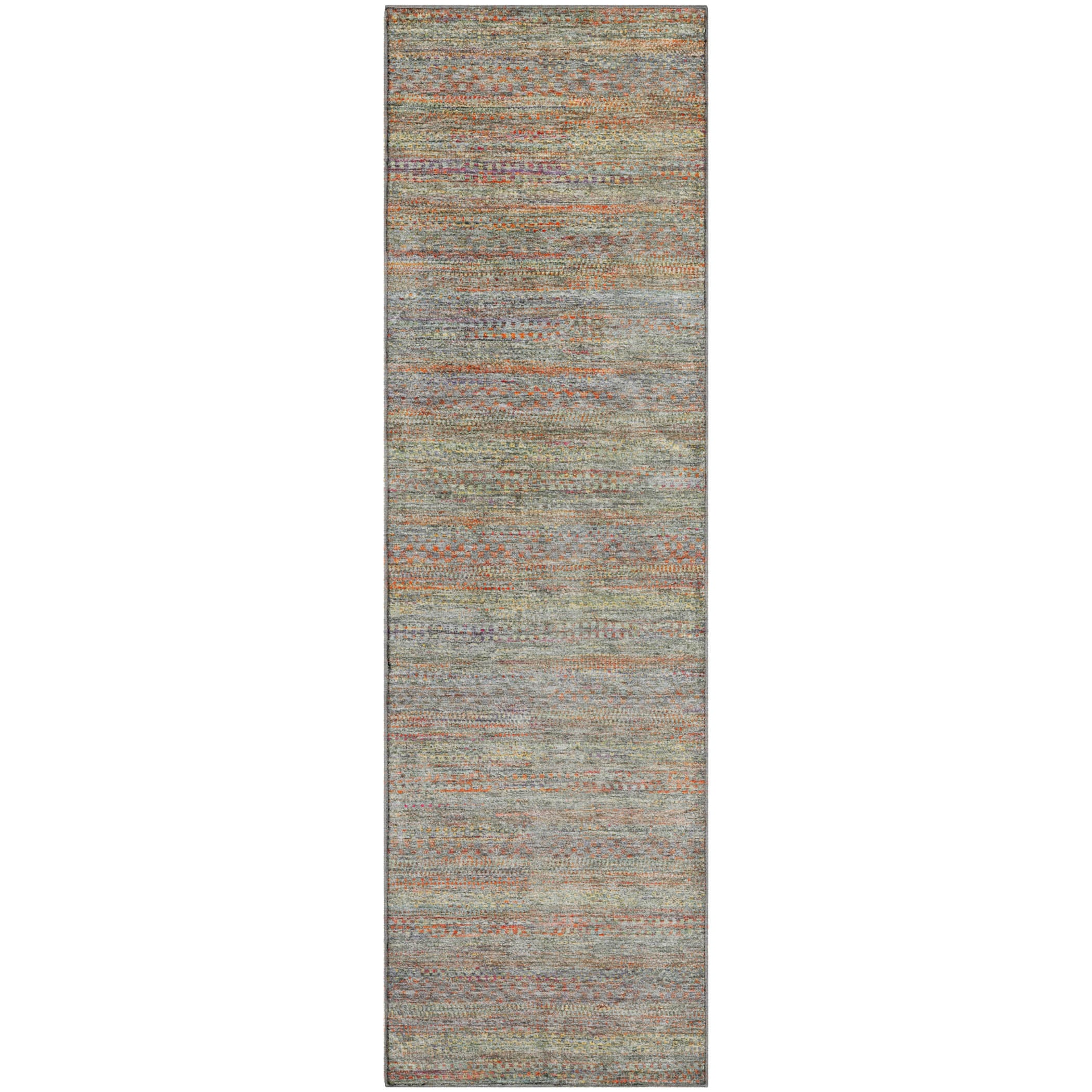 Santorini Machine Washable Transitional Sage Green Rug 2'3" x 7'6" #shape_Runner