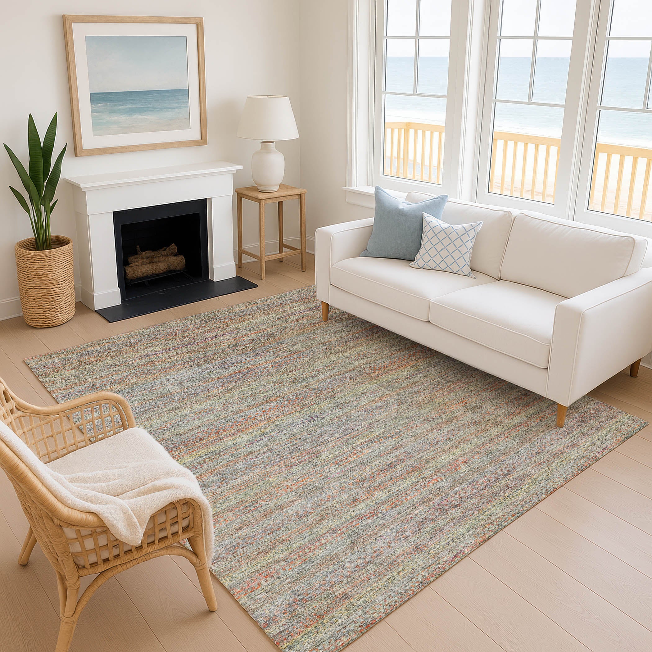 Santorini Machine Washable Transitional Sage Green Rug 2'6" x 3'10" #shape_Rectangle