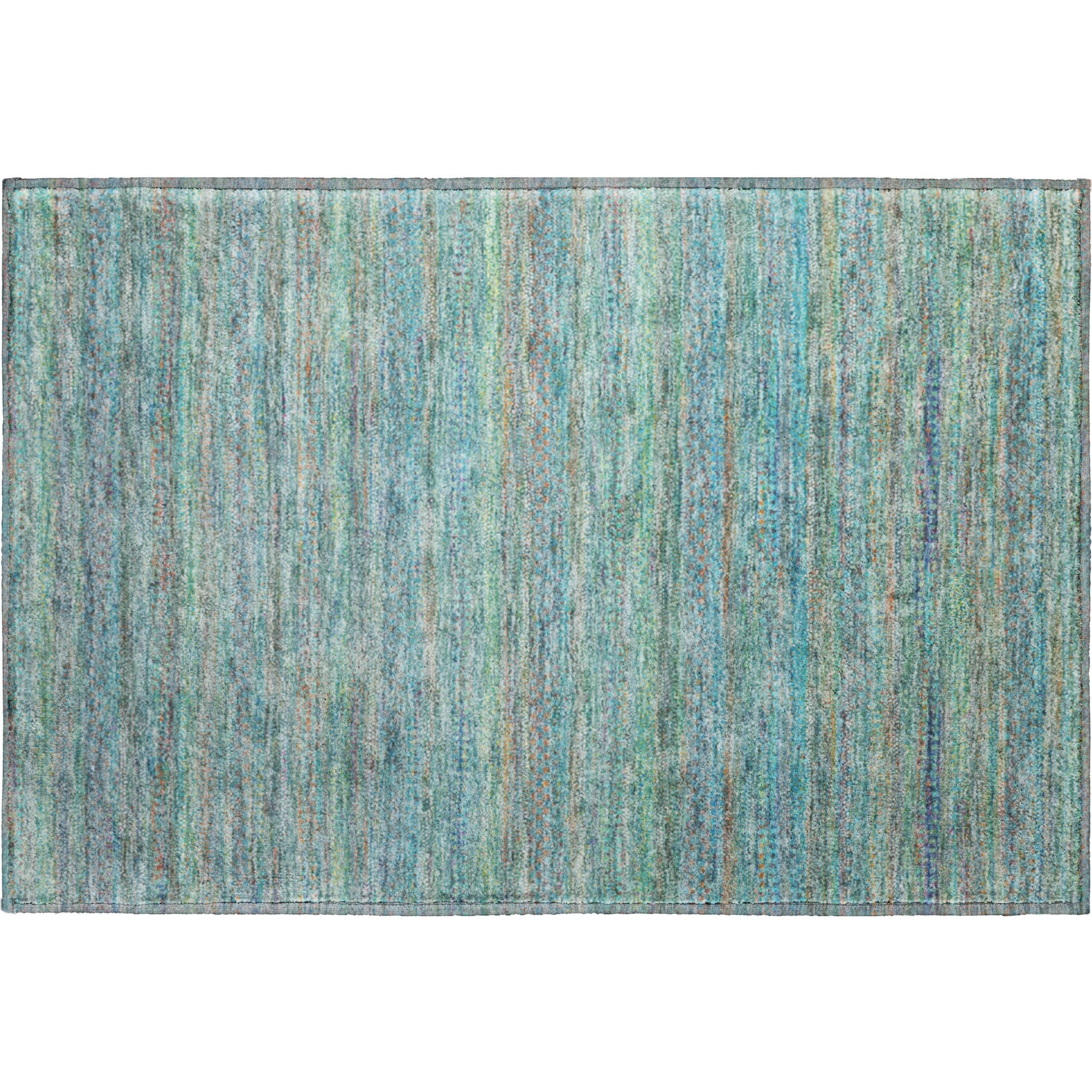 Santorini Machine Washable Transitional Teal Rug 1'8" x 2'6" #shape_Rectangle