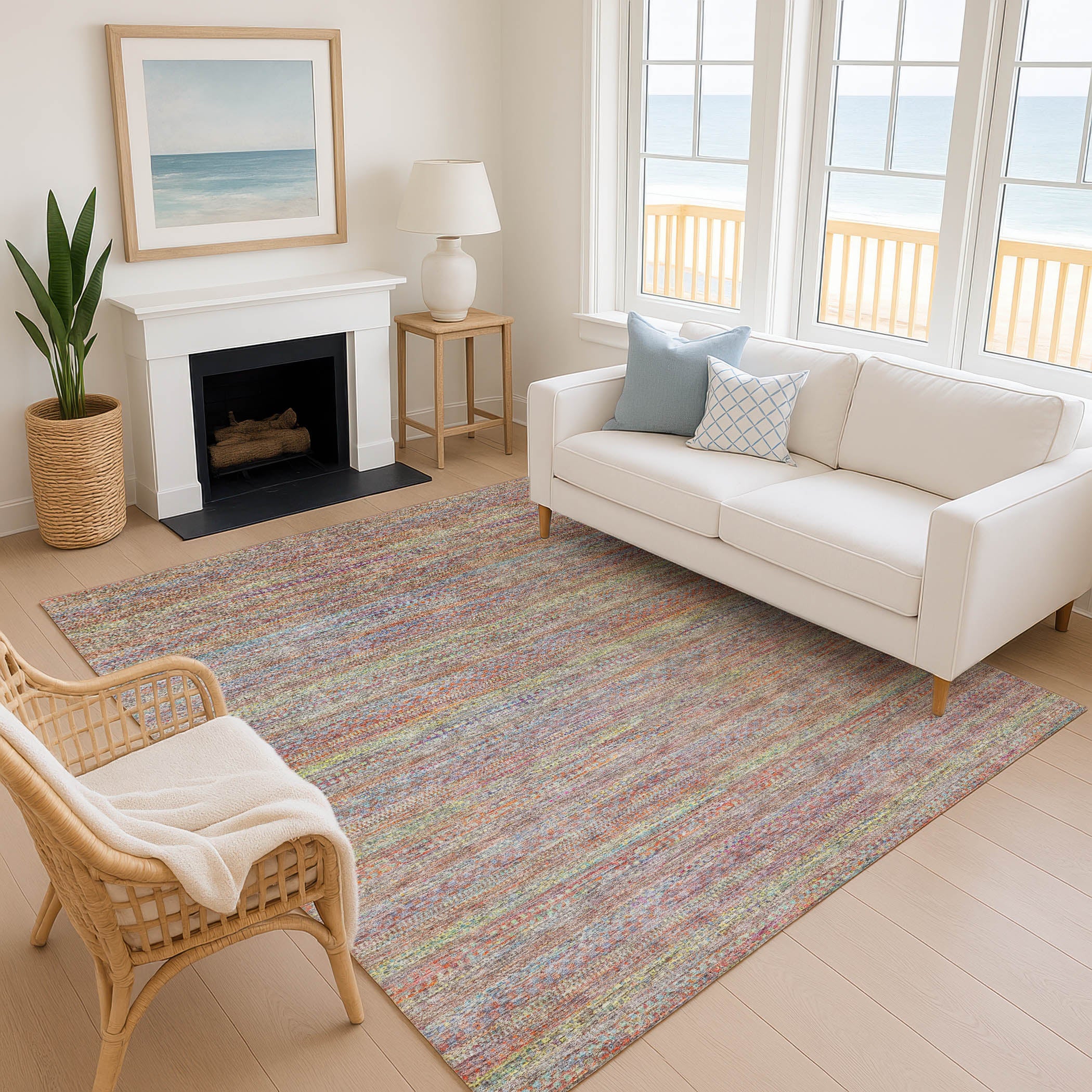 Santorini Machine Washable Transitional Terracotta Orange Rug 2'6" x 3'10" #shape_Rectangle