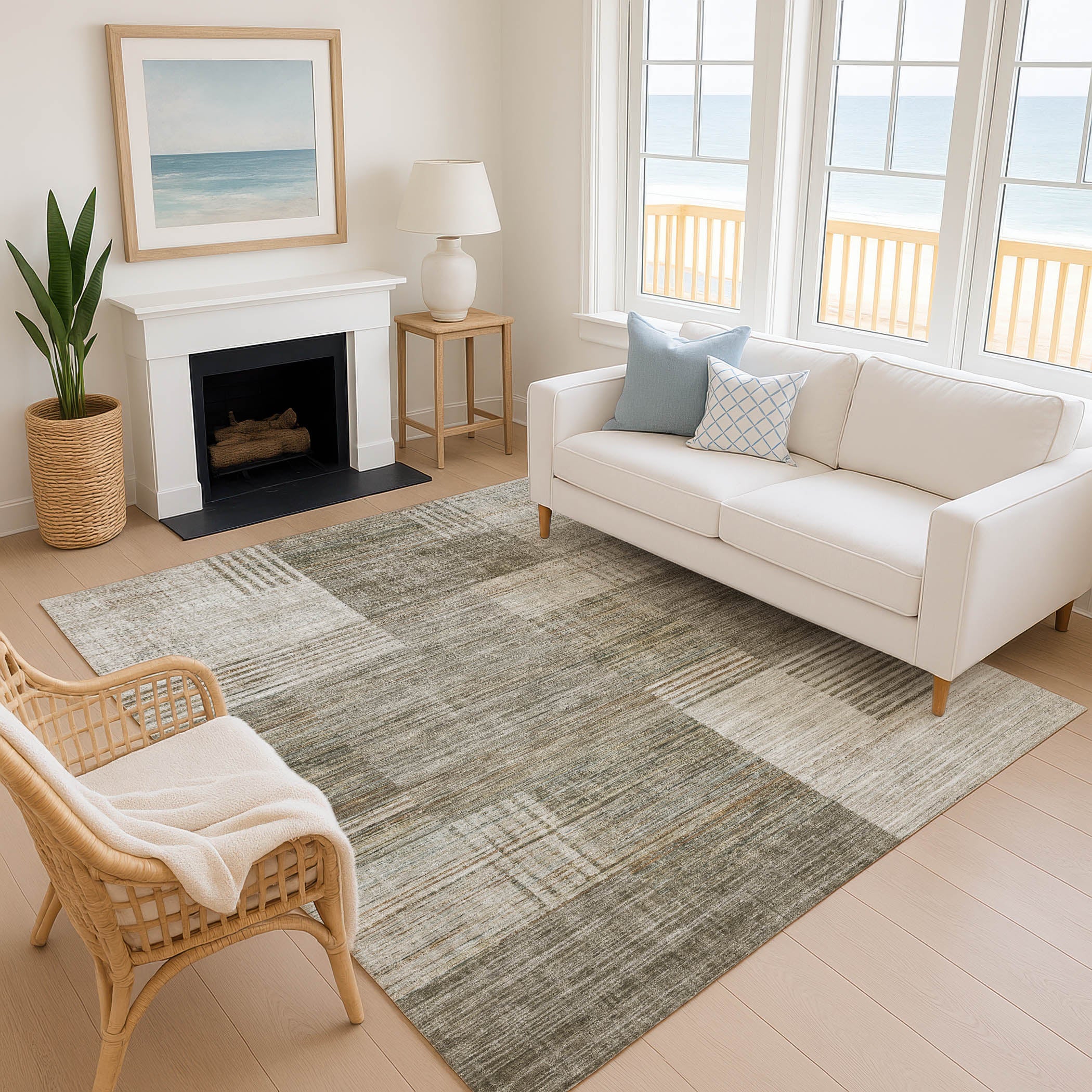 Porto Machine Washable Transitional Pewter Gray Rug 2'6" x 3'10" #shape_Rectangle