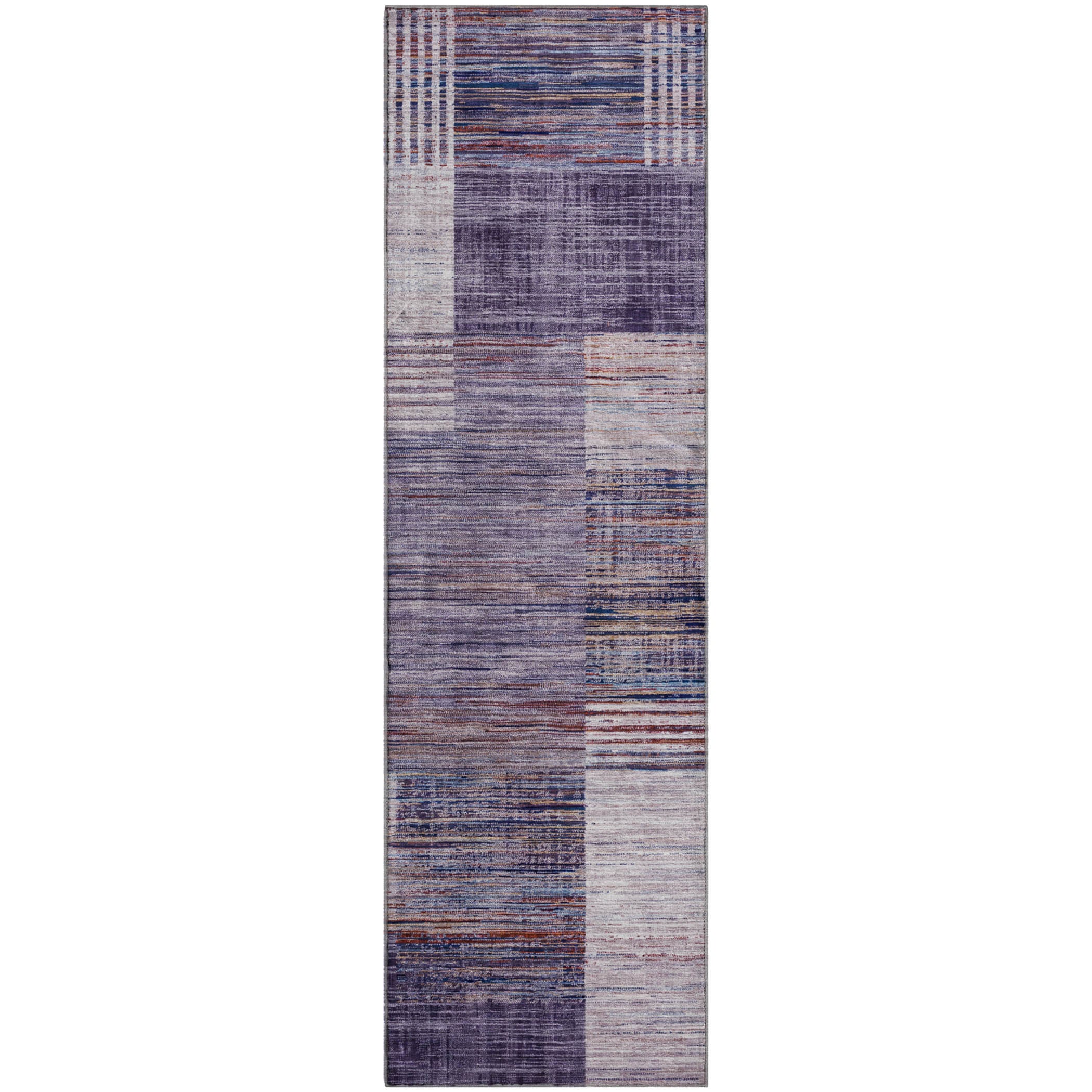 Porto Machine Washable Transitional Plum Purple Rug 2'3" x 7'6" #shape_Runner