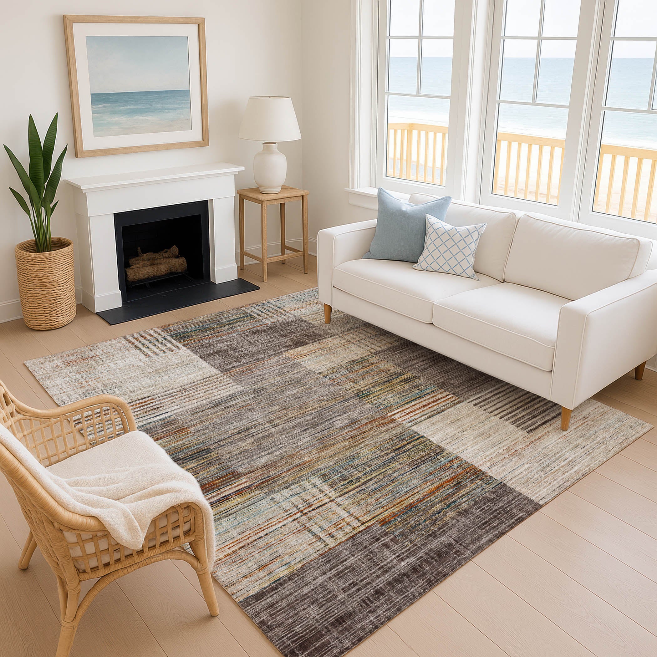 Porto Machine Washable Transitional Taupe Brown Rug 2'6" x 3'10" #shape_Rectangle
