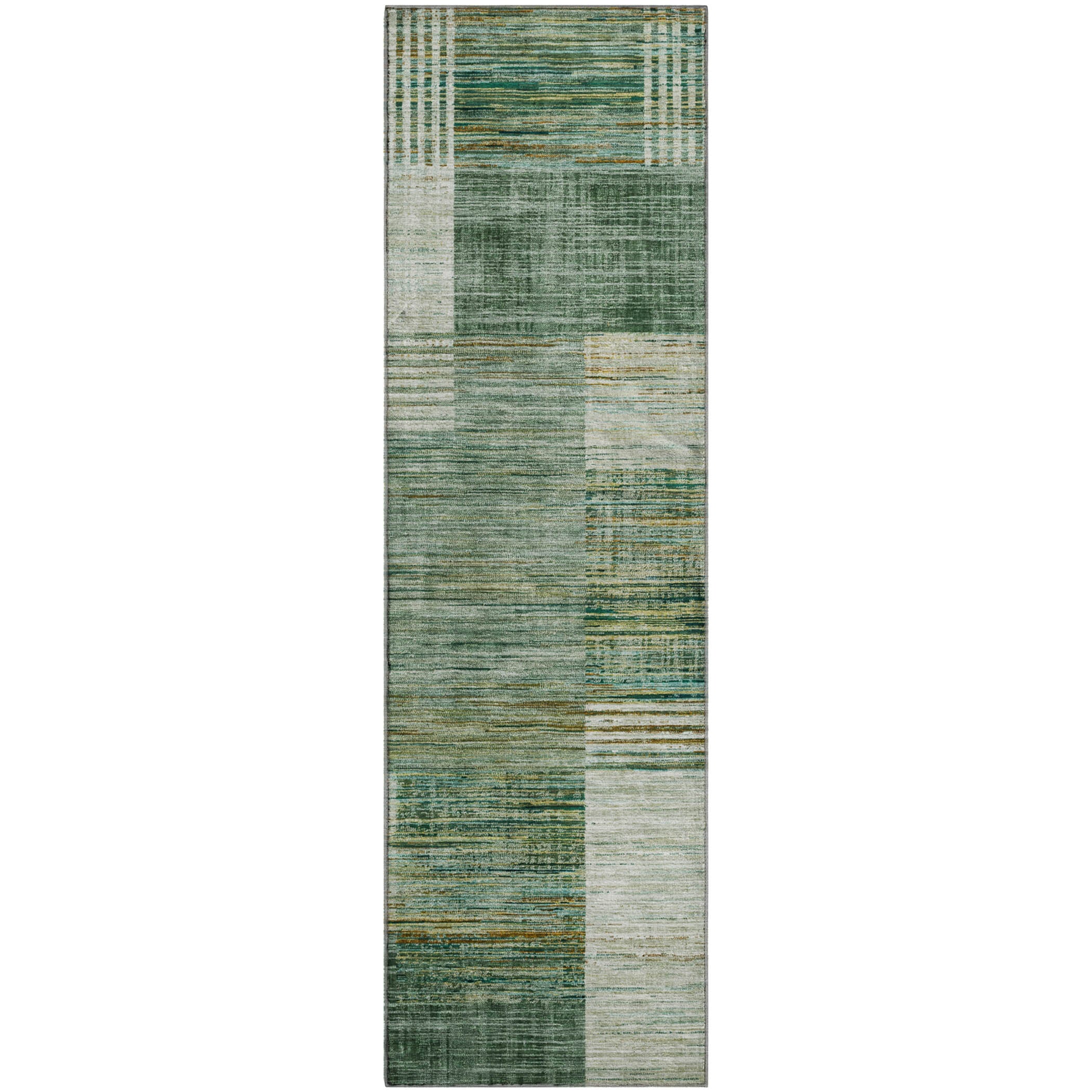 Porto Machine Washable Transitional Teal Rug 2'3" x 7'6" #shape_Runner