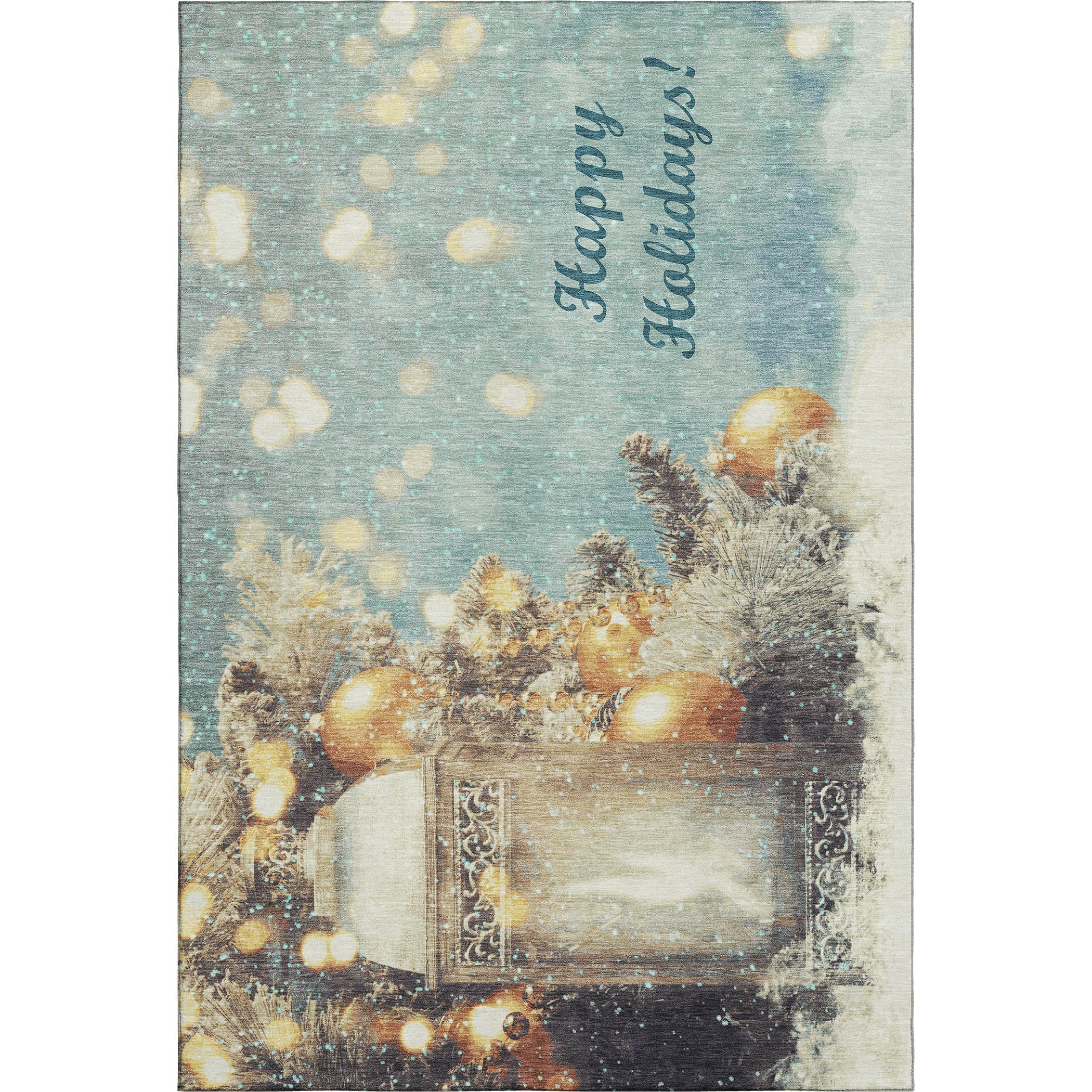 Rome Machine Washable Holiday Blue Rug 2'6" x 3'10" #shape_Rectangle