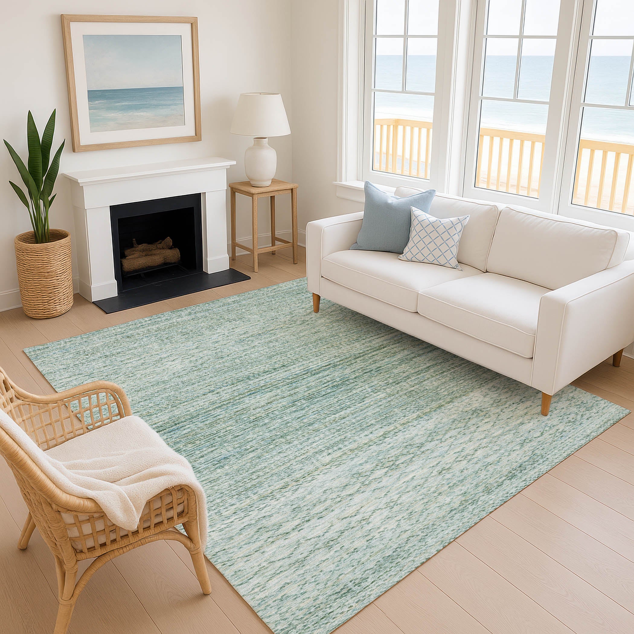 Sintra Machine Washable Transitional Aqua Teal Rug 2'6" x 3'10" #shape_Rectangle
