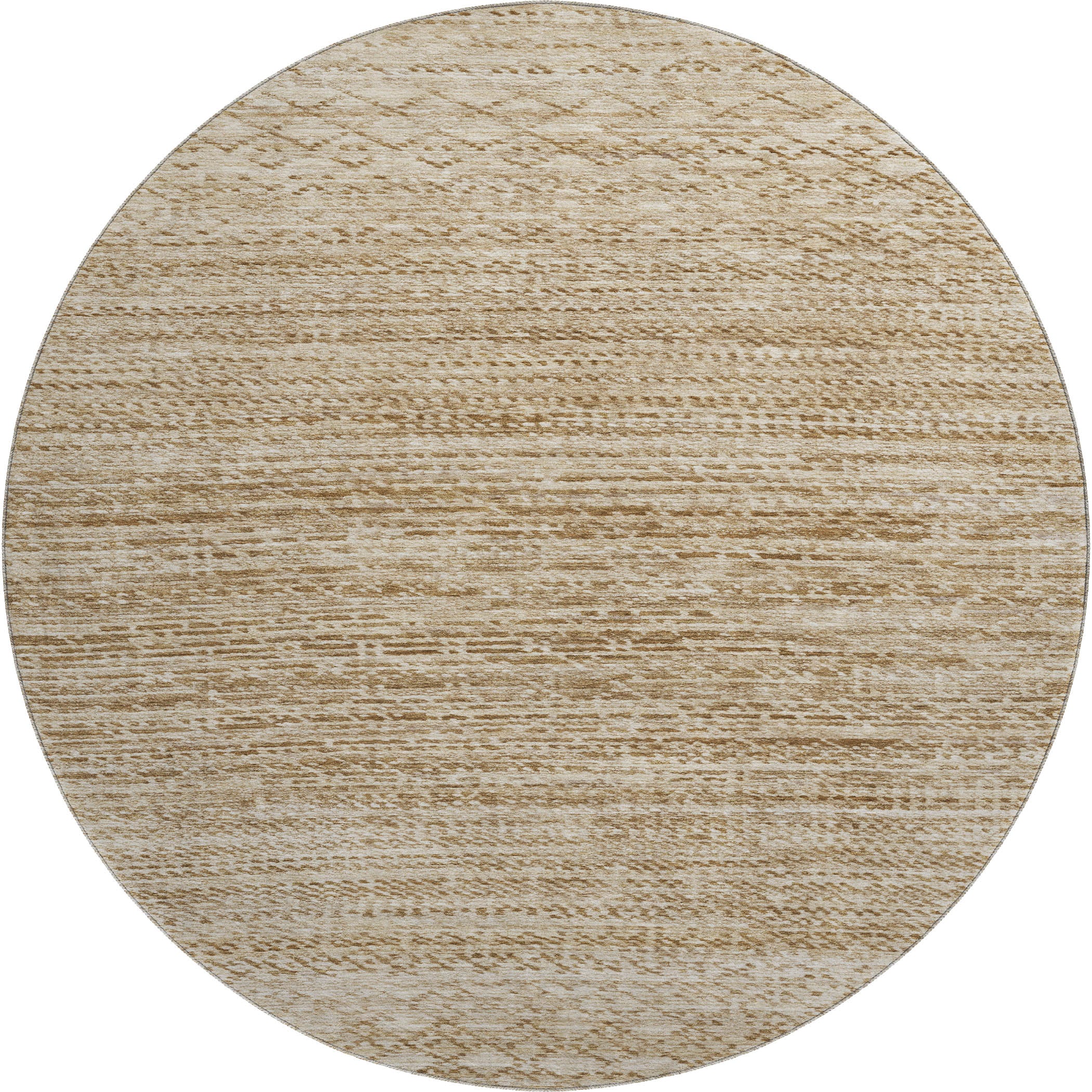 Sintra Machine Washable Transitional Beige Brown Rug 8' x 8' #shape_Round