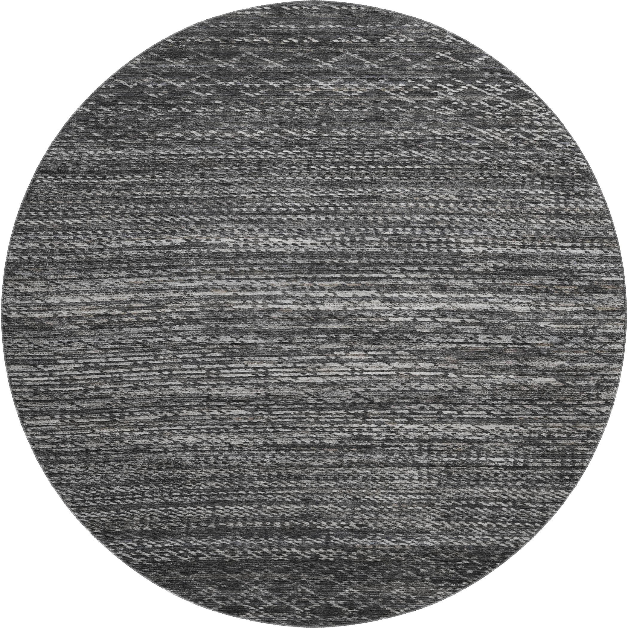 Sintra Machine Washable Transitional Charcoal Gray Rug 8' x 8' #shape_Round