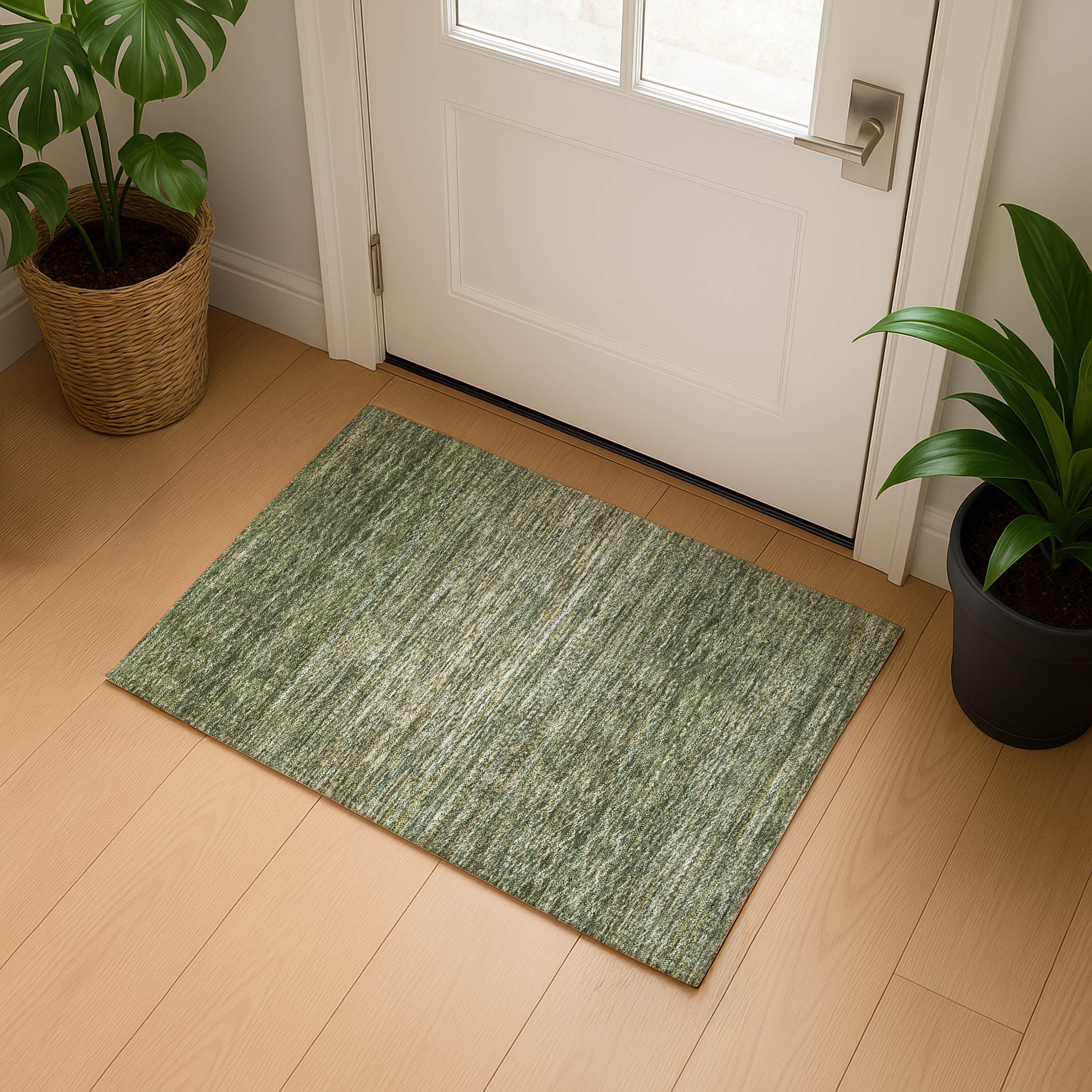 Sintra Machine Washable Transitional Fern Green Rug 1'8" x 2'6" #shape_Rectangle