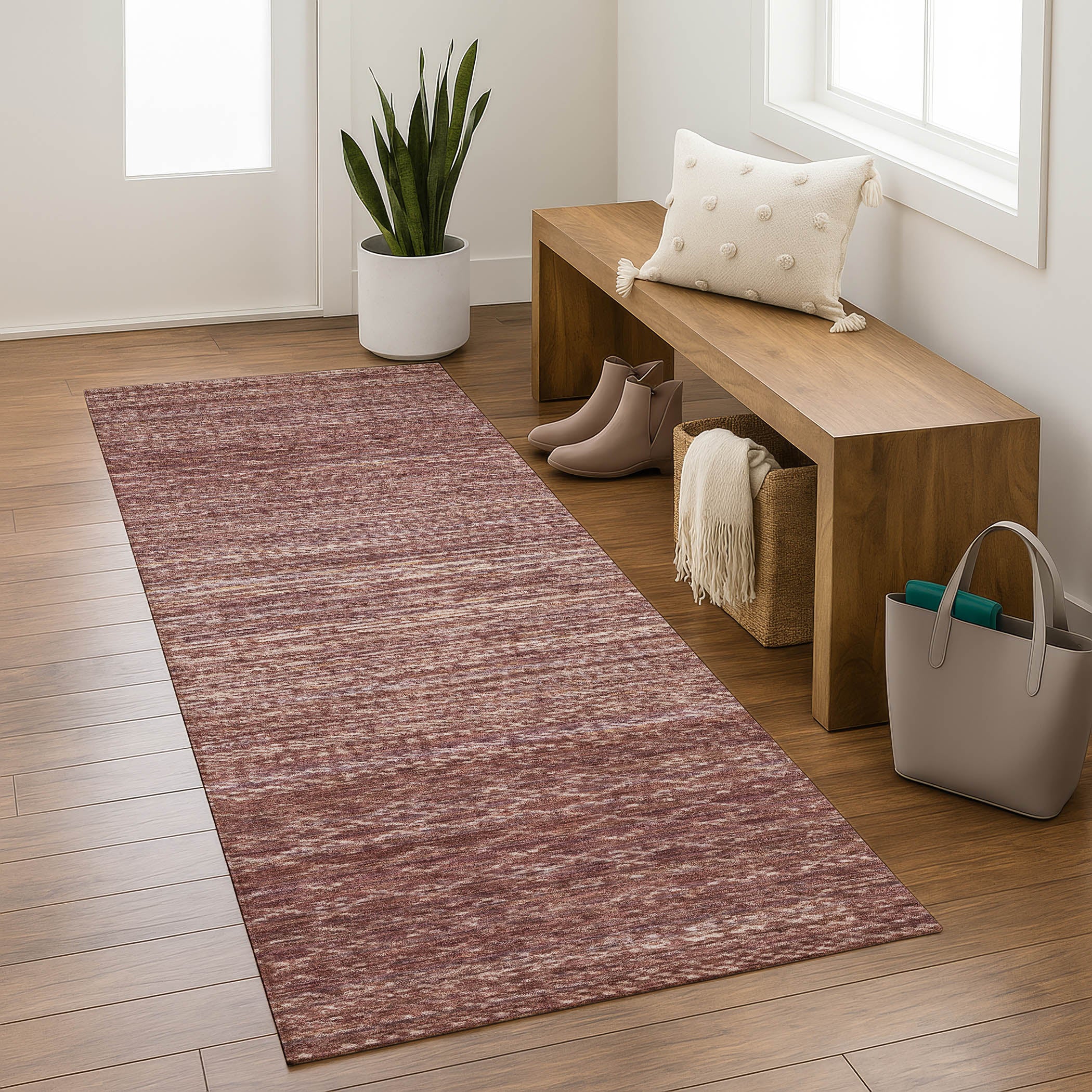 Sintra Machine Washable Transitional Merlot Red Rug 2'3" x 7'6" #shape_Runner