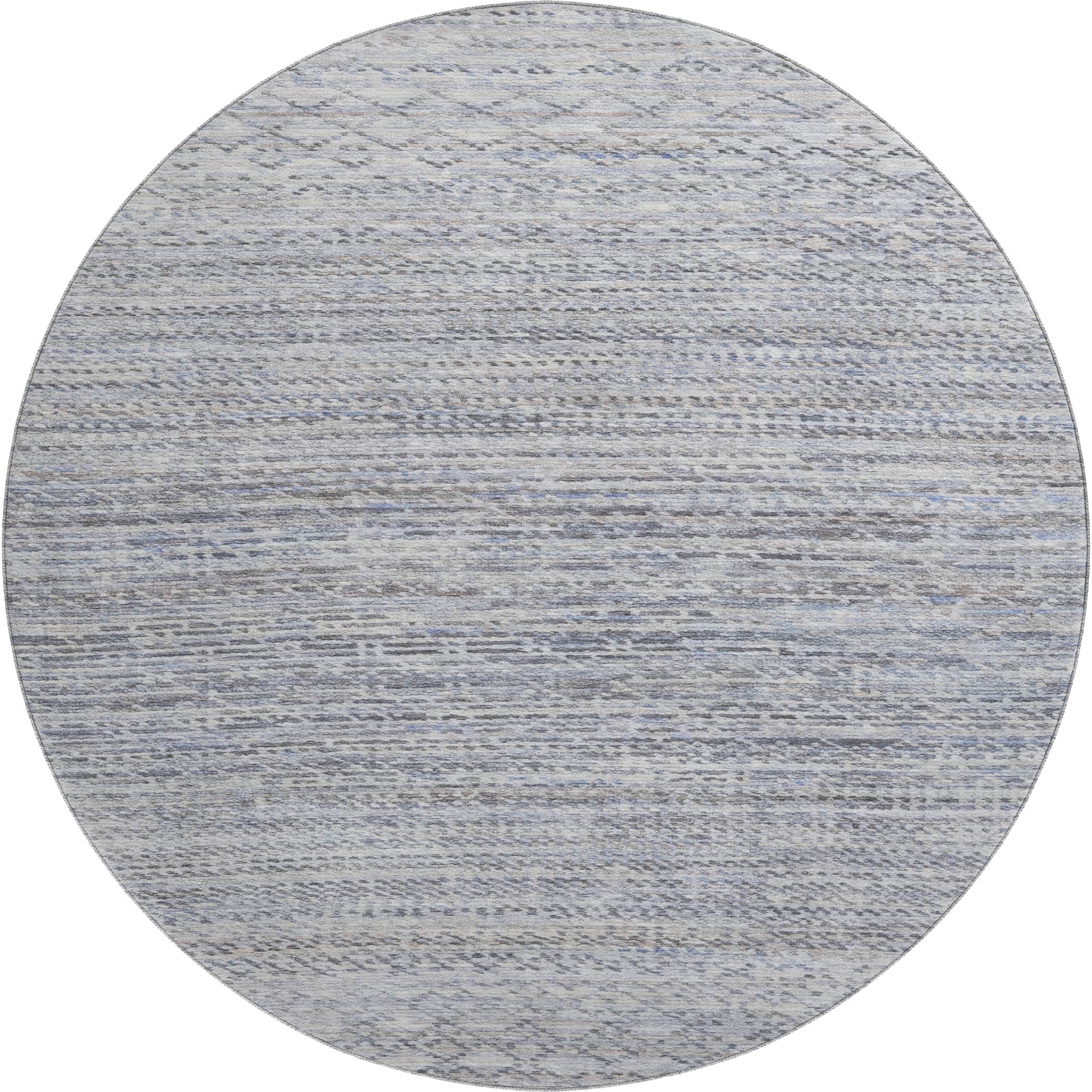 Sintra Machine Washable Transitional Sky Blue Rug 8' x 8' #shape_Round