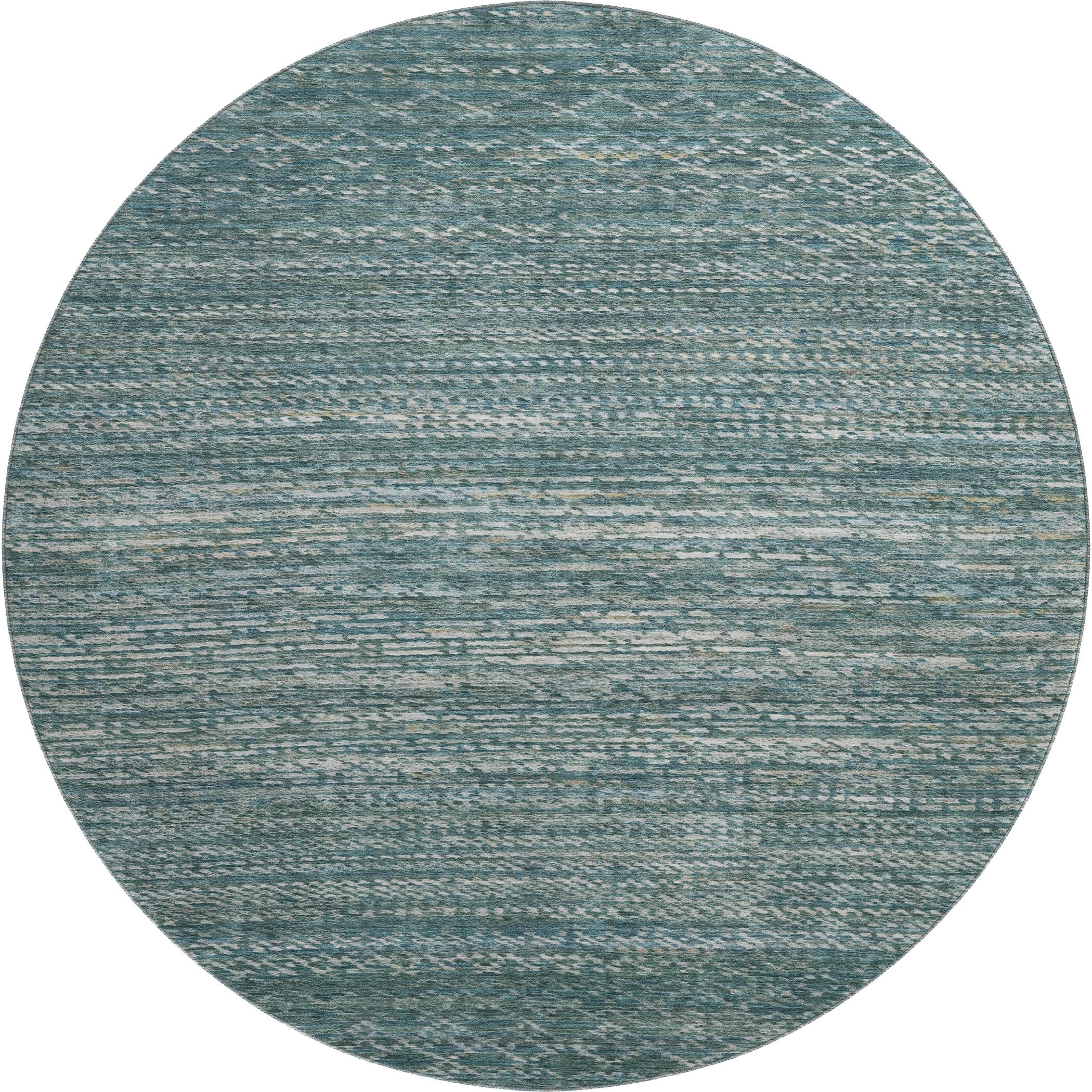 Sintra Machine Washable Transitional Teal Rug 8' x 8' #shape_Round