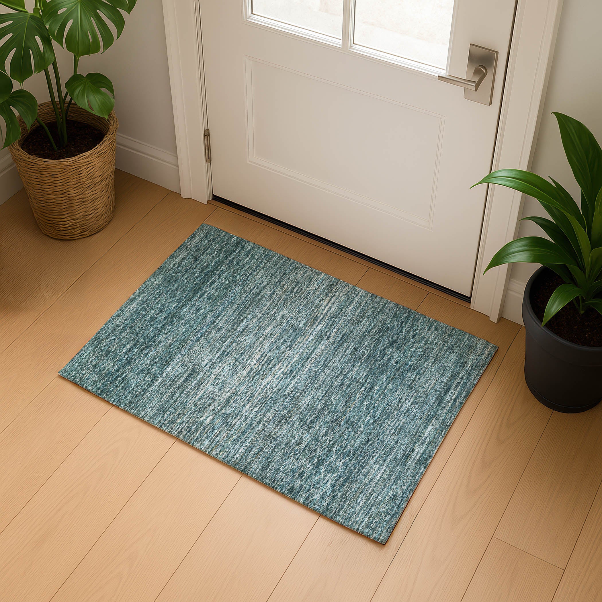 Sintra Machine Washable Transitional Teal Rug 1'8" x 2'6" #shape_Rectangle