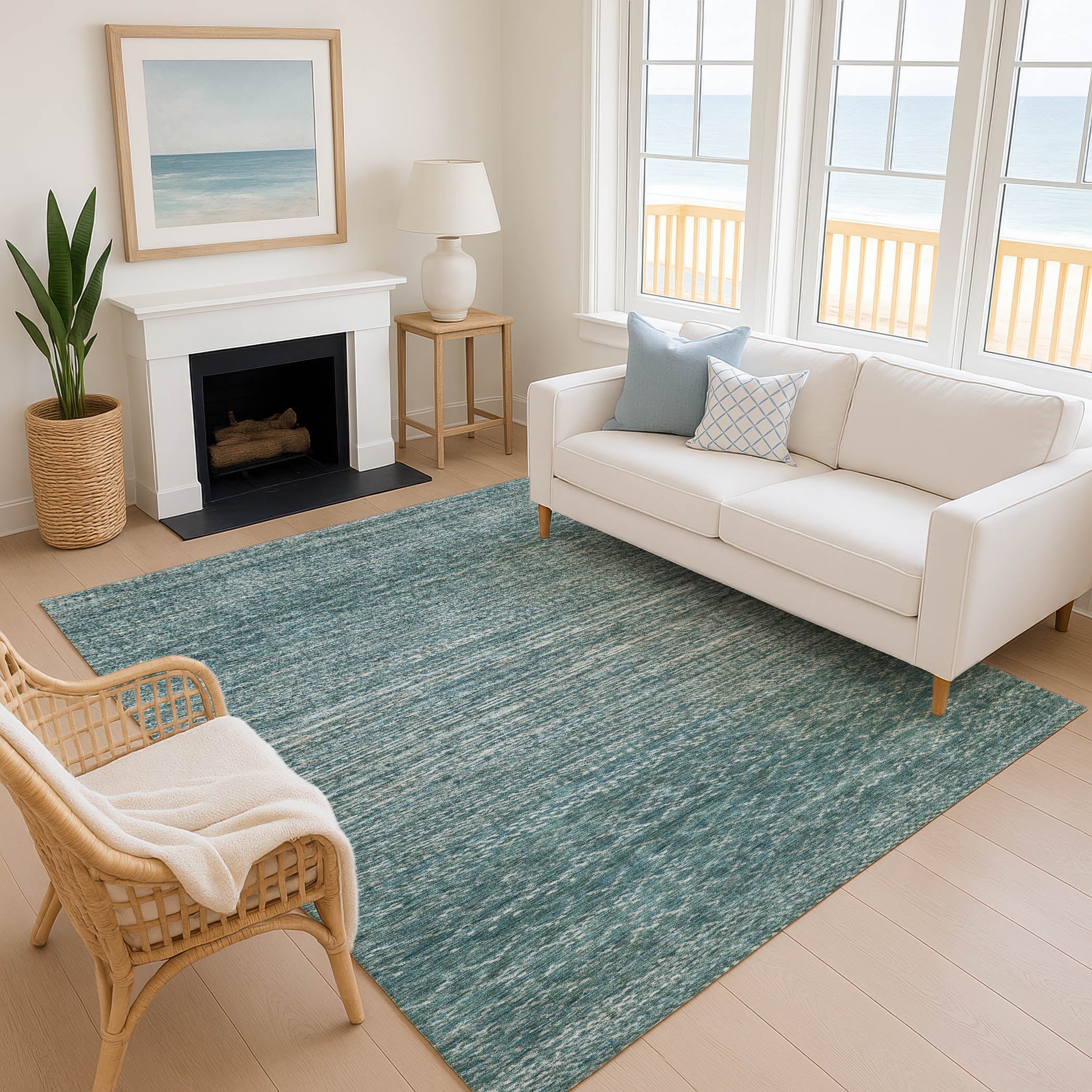 Sintra Machine Washable Transitional Teal Rug 2'6" x 3'10" #shape_Rectangle