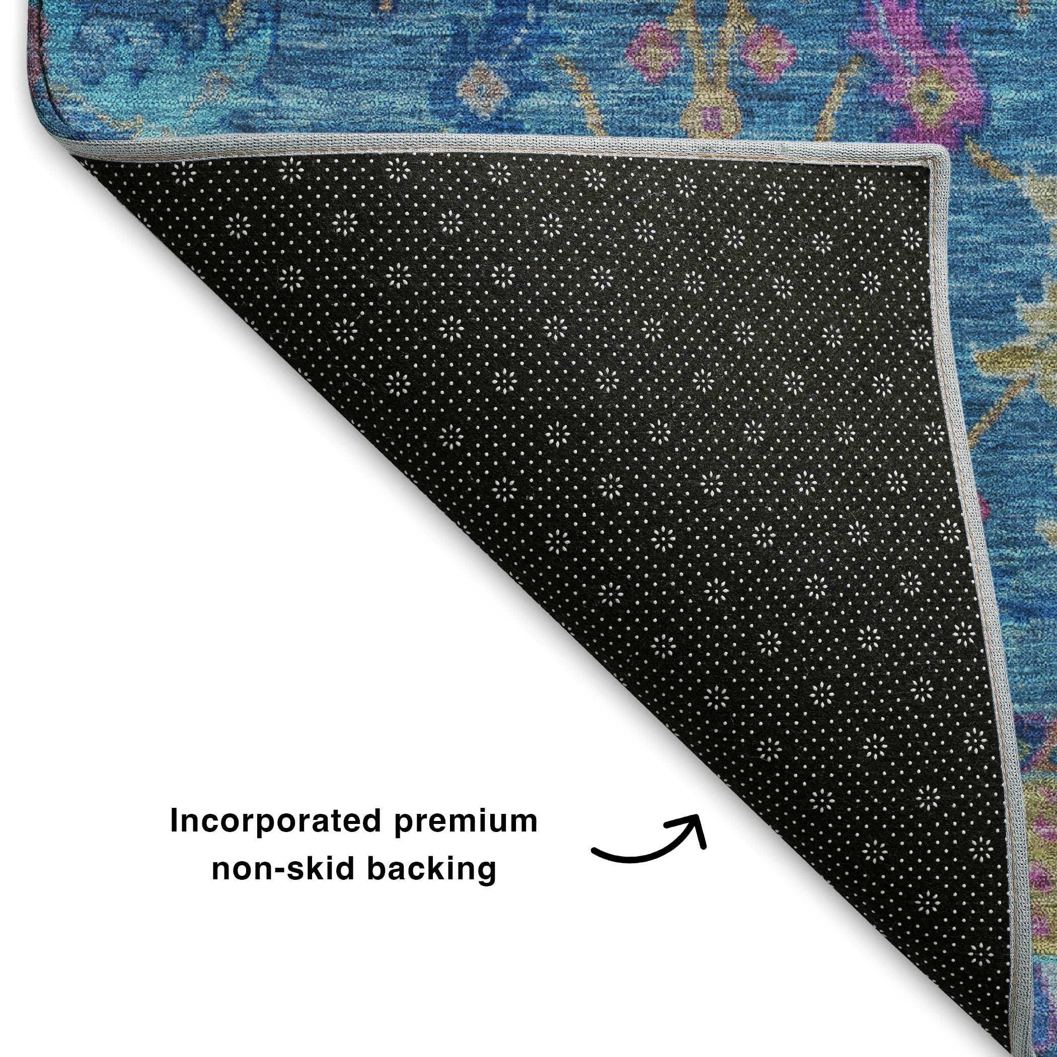 Cusco Machine Washable Traditional Blue Rug 1'8" x 2'6" #shape_Rectangle