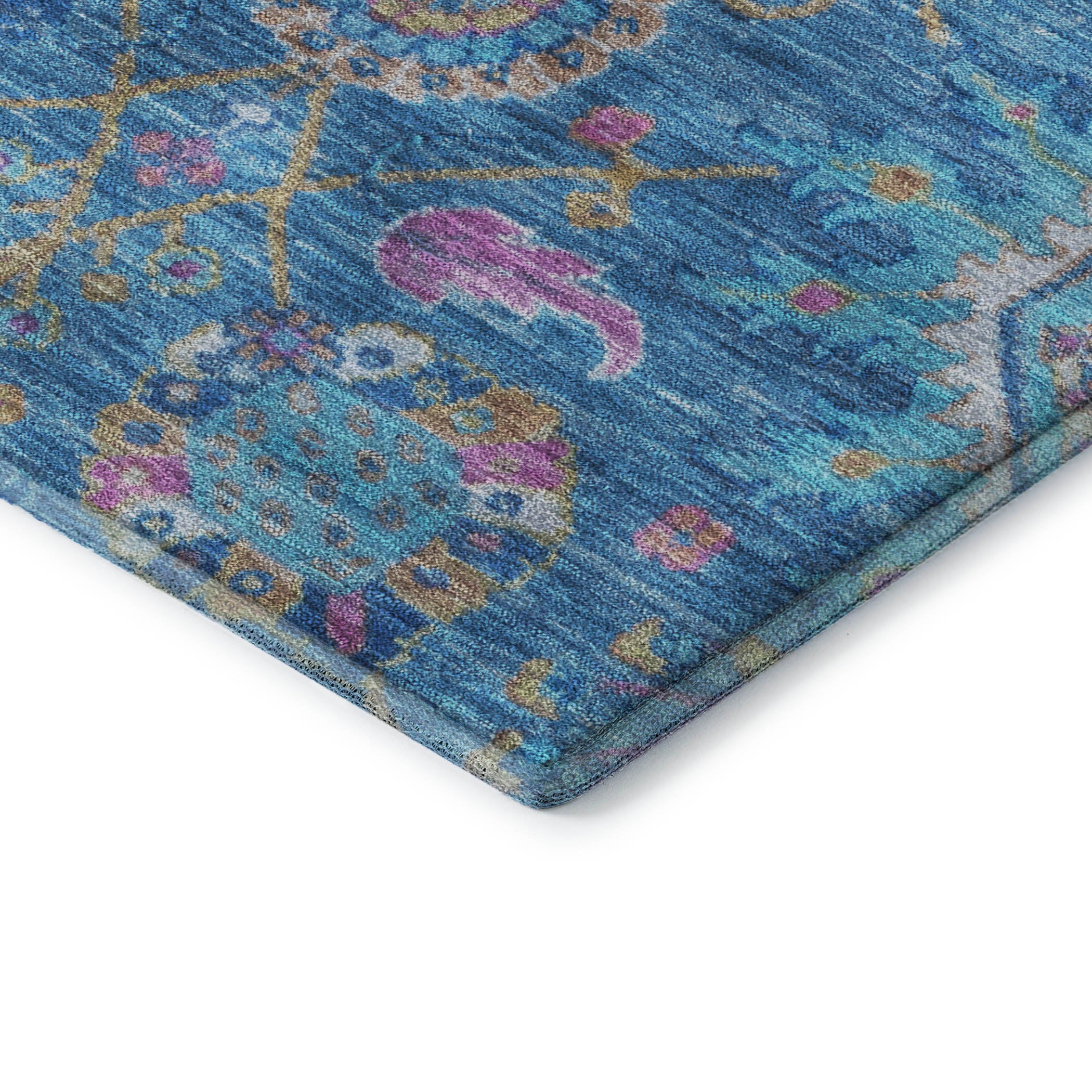 Cusco Machine Washable Traditional Blue Rug 1'8" x 2'6" #shape_Rectangle