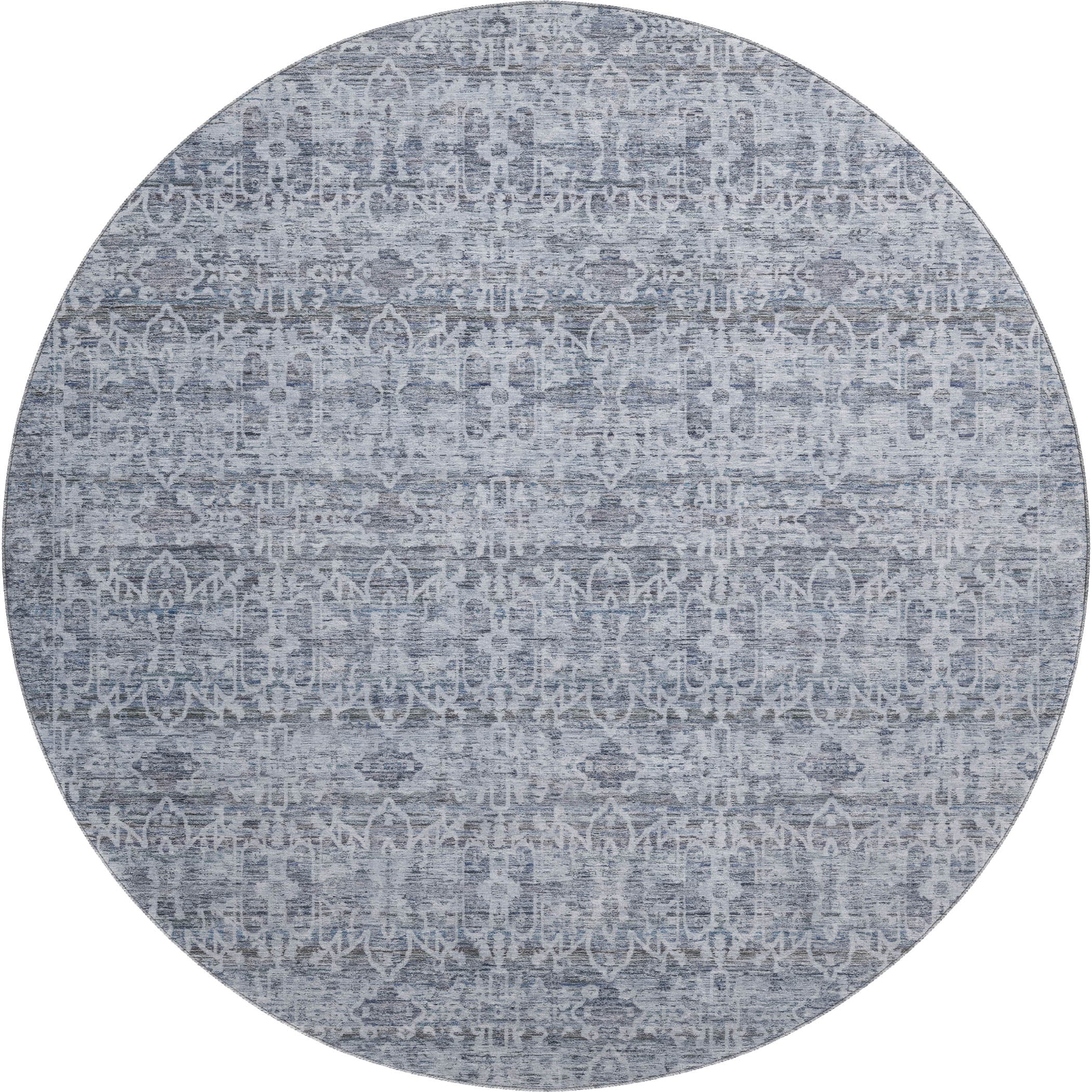 Hoi An Machine Washable Transitional Blue Rug 8' x 8' #shape_Round