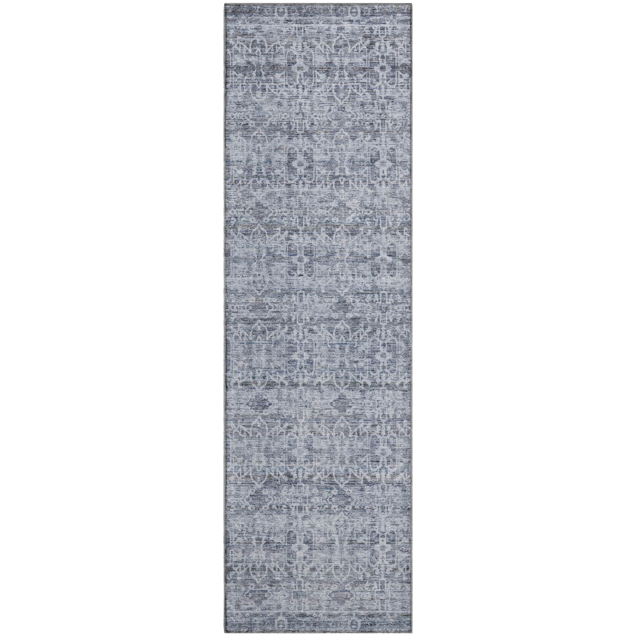 Hoi An Machine Washable Transitional Blue Rug 2'3" x 7'6" #shape_Runner