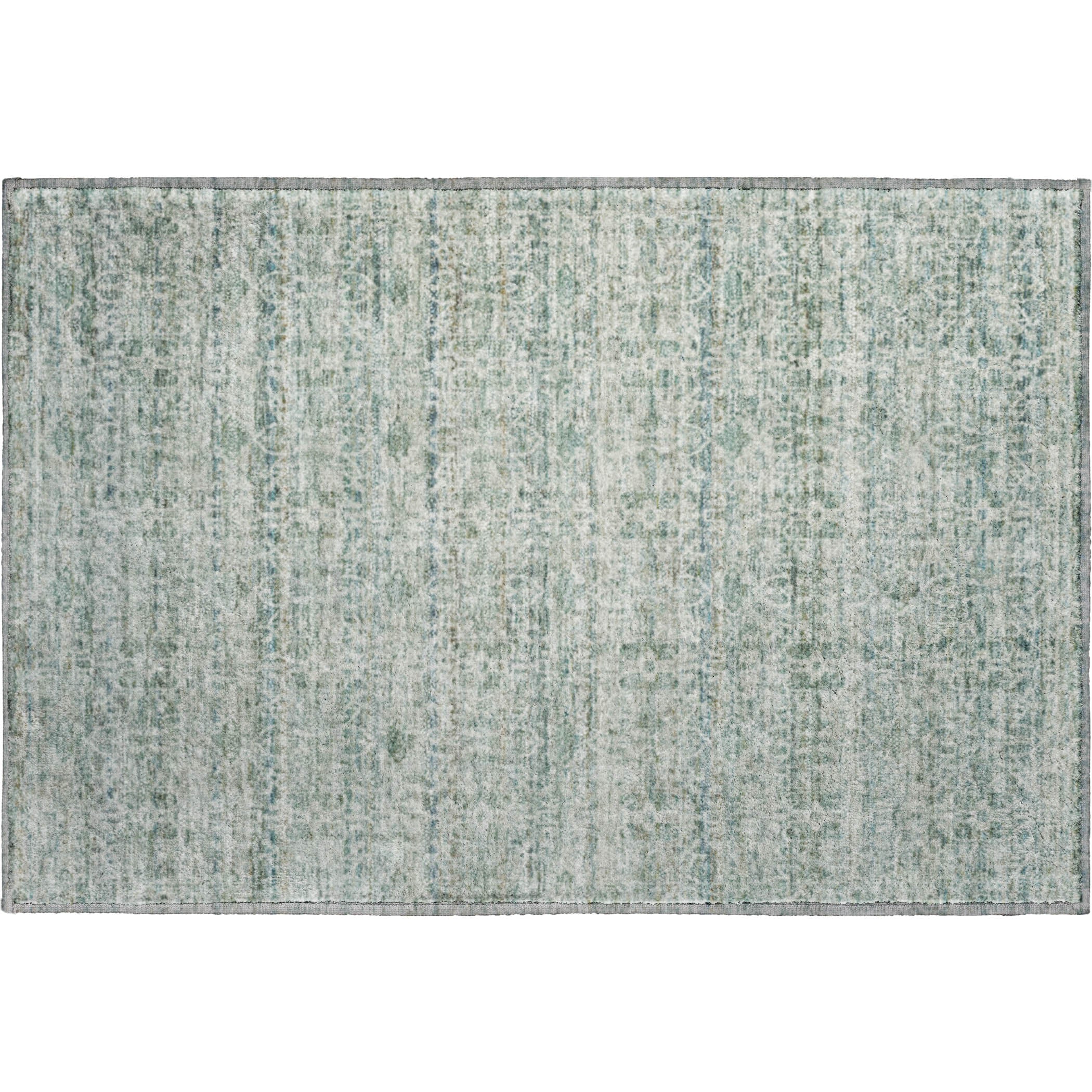 Hoi An Machine Washable Transitional Teal Rug 1'8" x 2'6" #shape_Rectangle