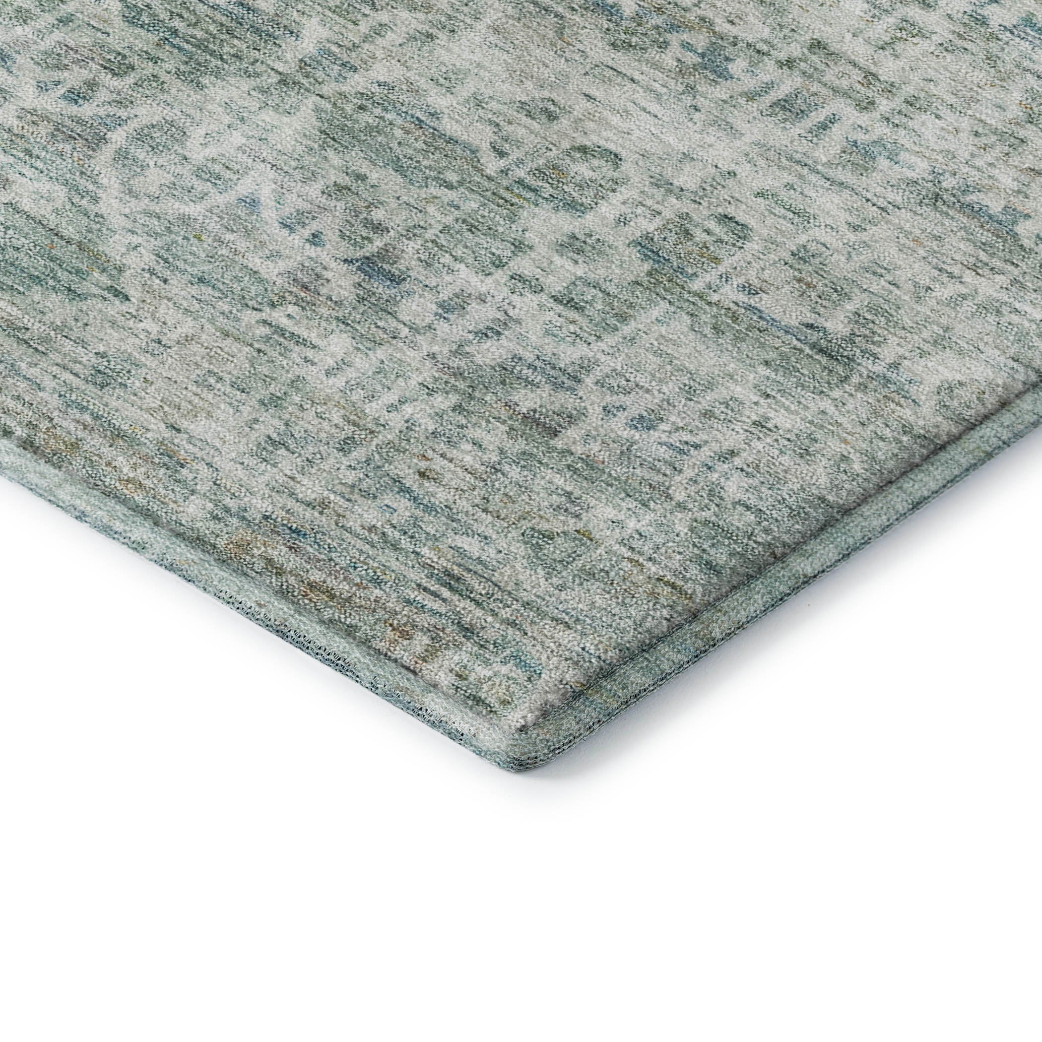 Hoi An Machine Washable Transitional Teal Rug 1'8" x 2'6" #shape_Rectangle