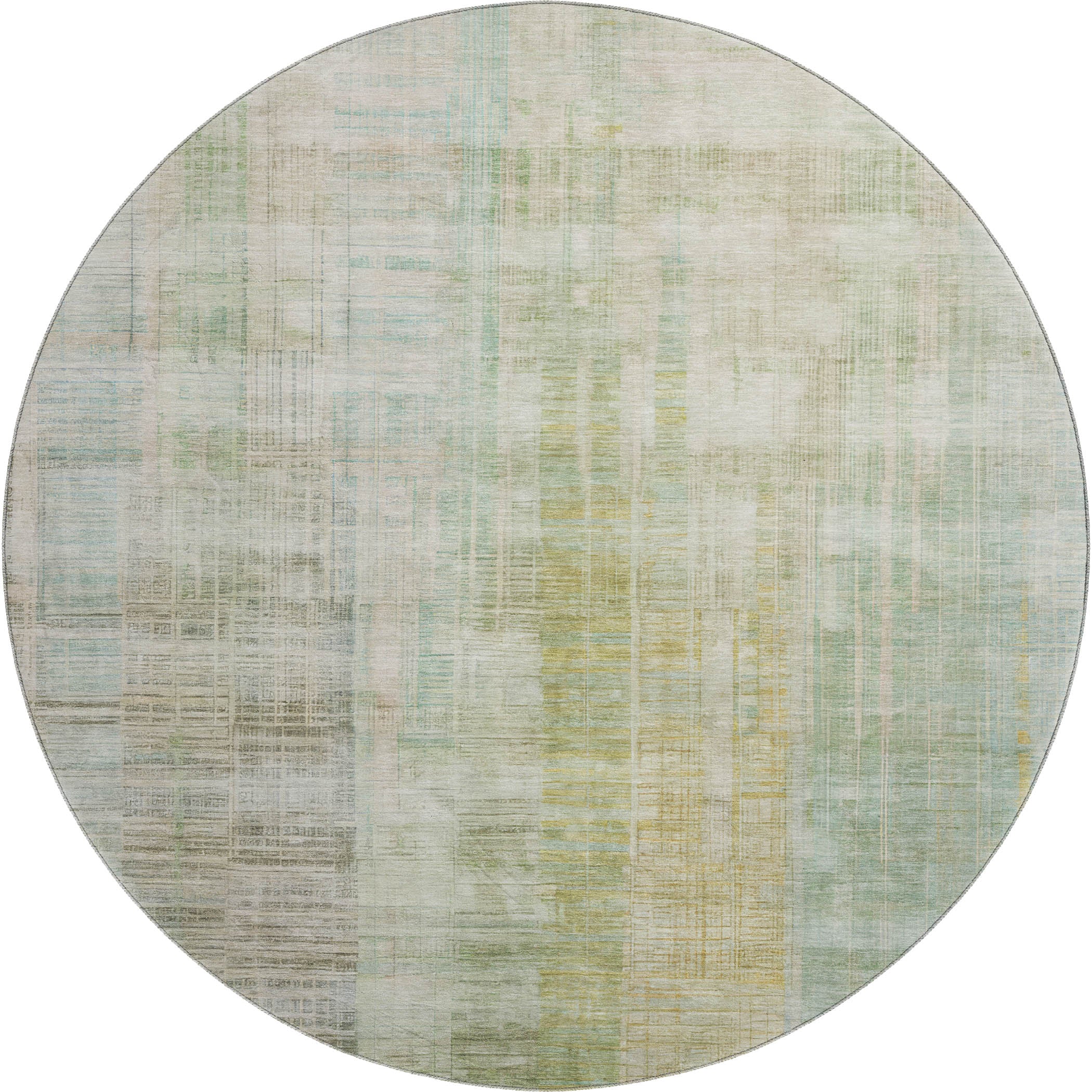 Kotor Machine Washable Transitional Linen Ivory Rug 8' x 8' #shape_Round
