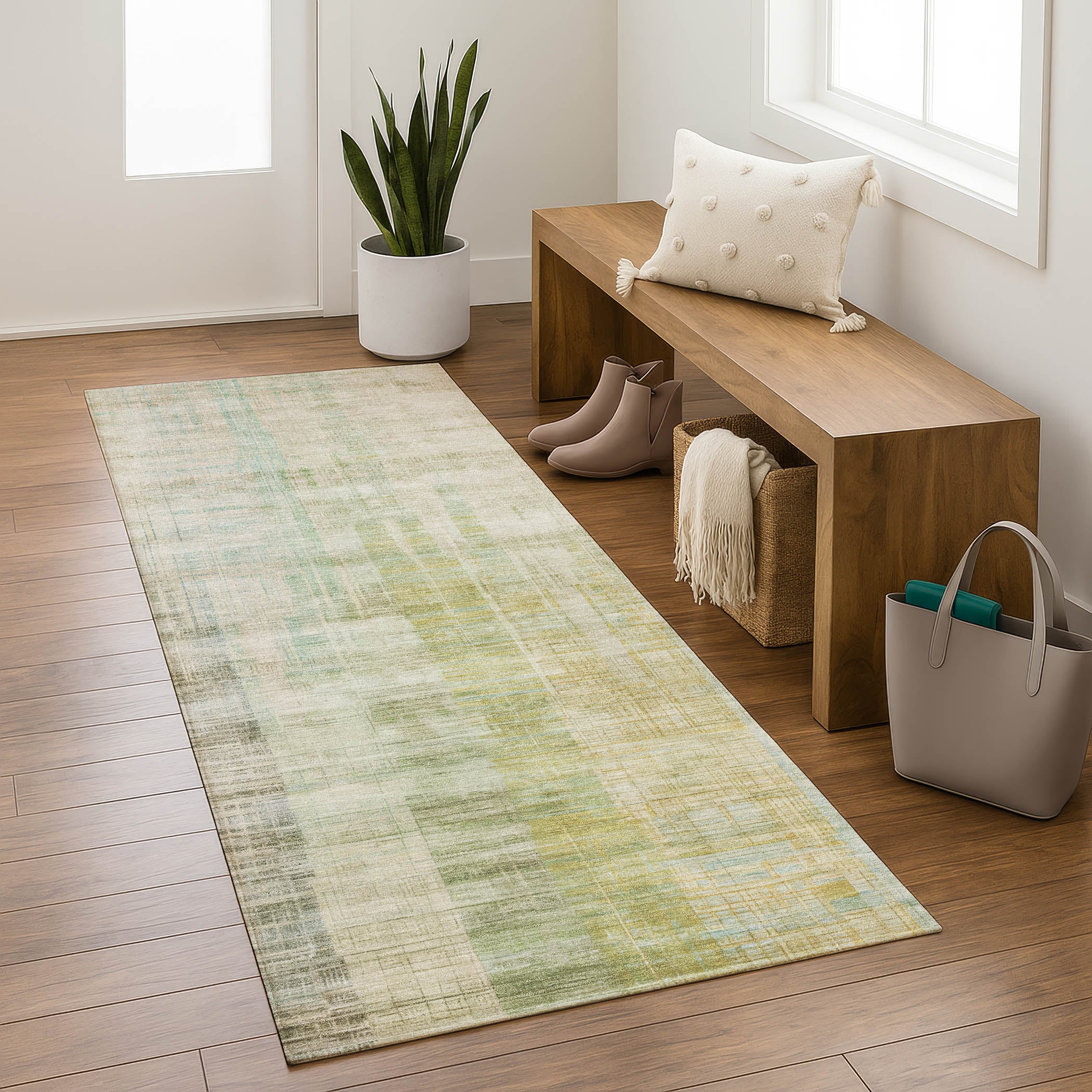 Kotor Machine Washable Transitional Linen Ivory Rug 2'3" x 7'6" #shape_Runner
