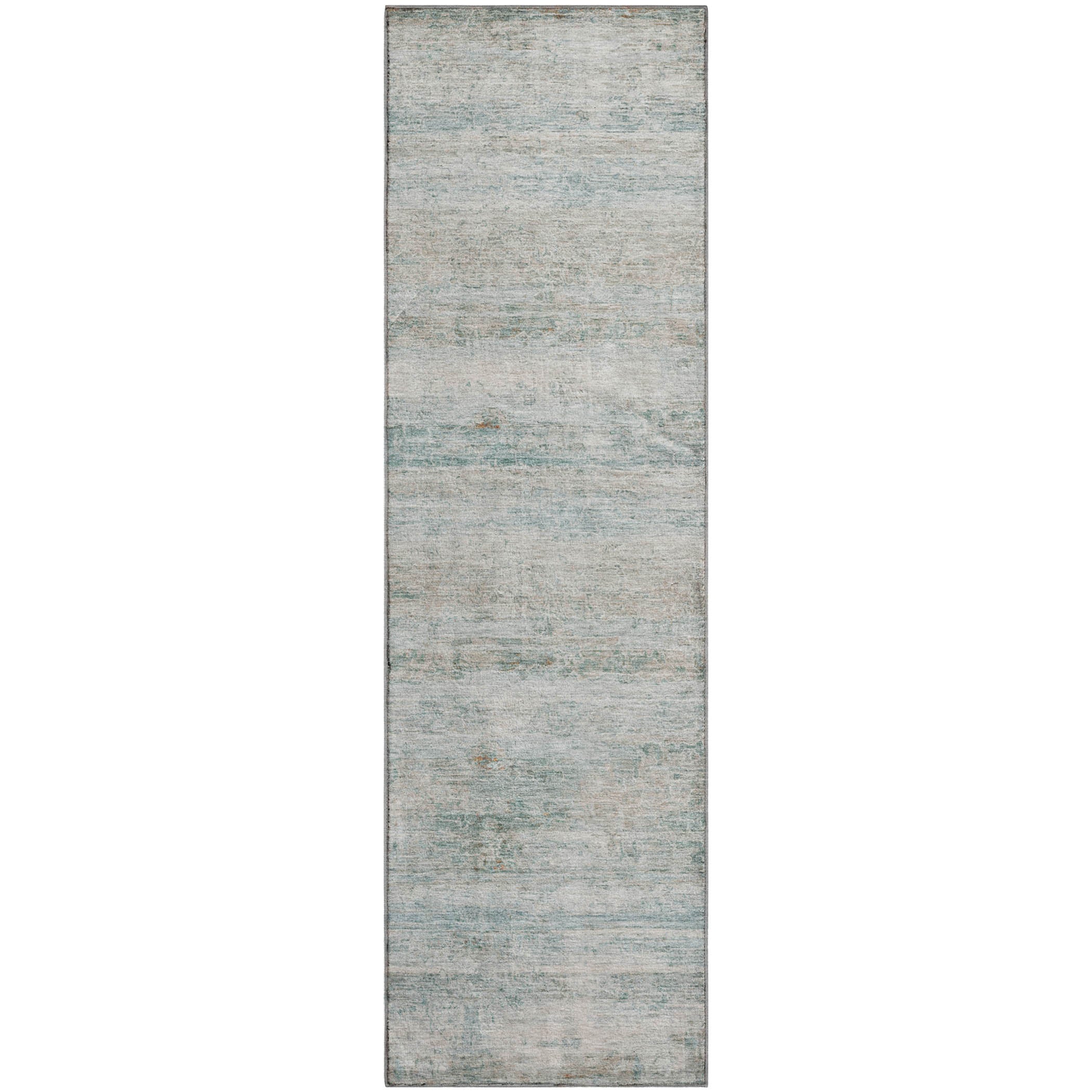 Lucerne Machine Washable Transitional Aqua Teal Rug 2'3" x 7'6" #shape_Runner