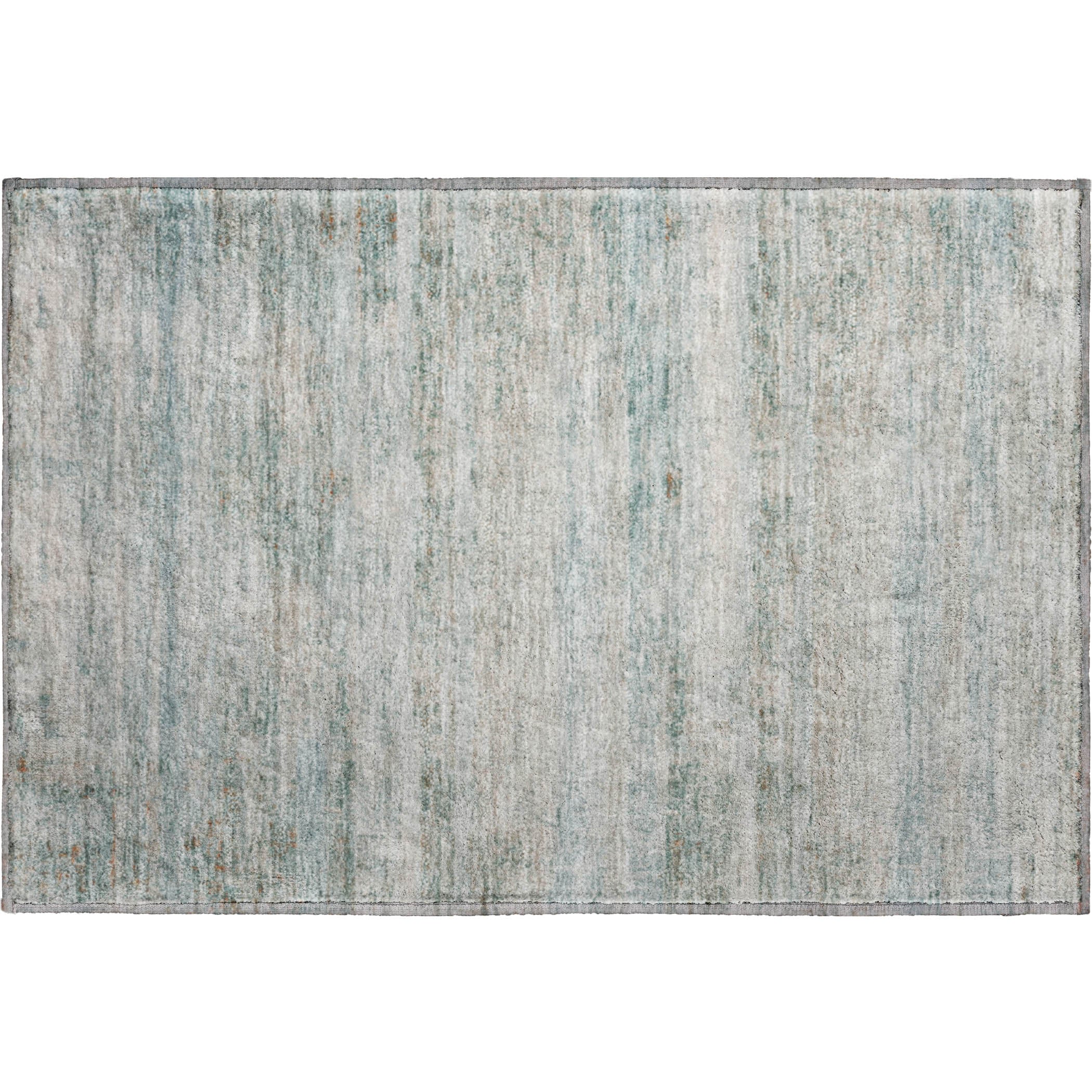 Lucerne Machine Washable Transitional Aqua Teal Rug 1'8" x 2'6" #shape_Rectangle