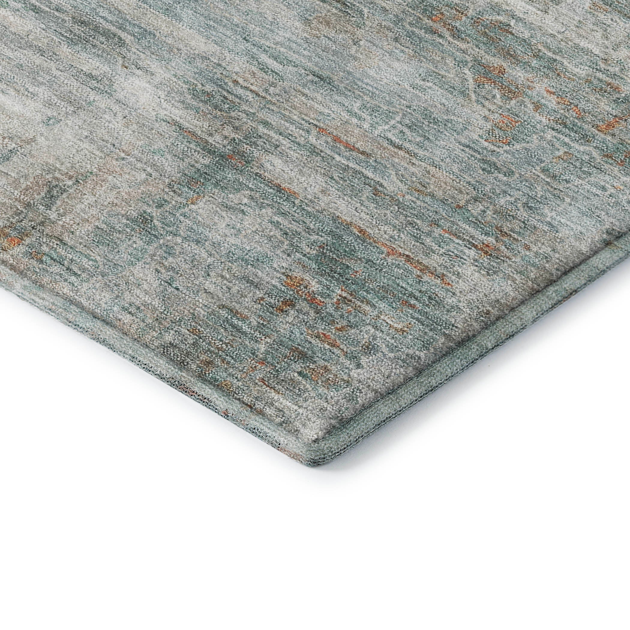Lucerne Machine Washable Transitional Aqua Teal Rug 1'8" x 2'6" #shape_Rectangle