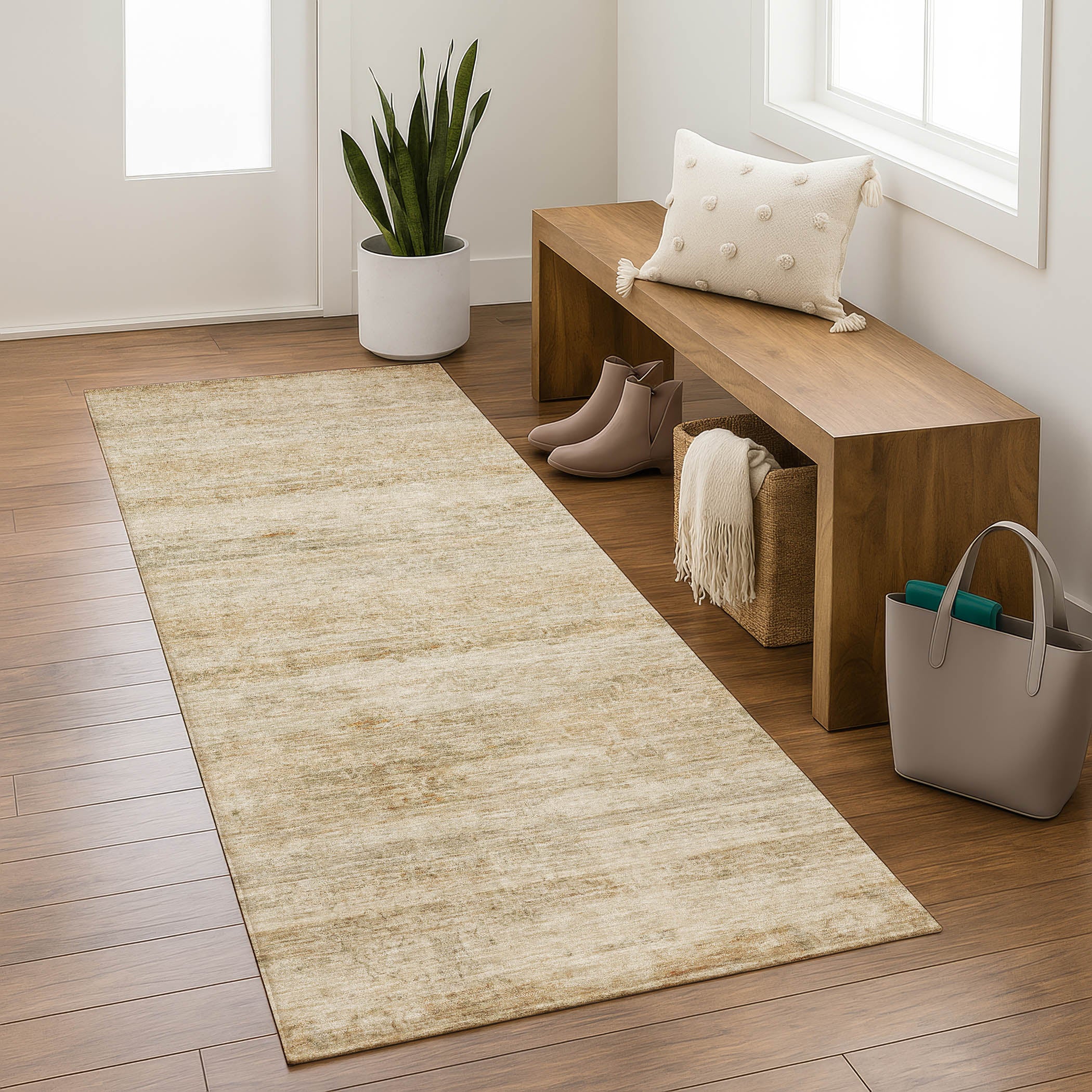 Lucerne Machine Washable Transitional Brown Rug 2'3" x 7'6" #shape_Runner