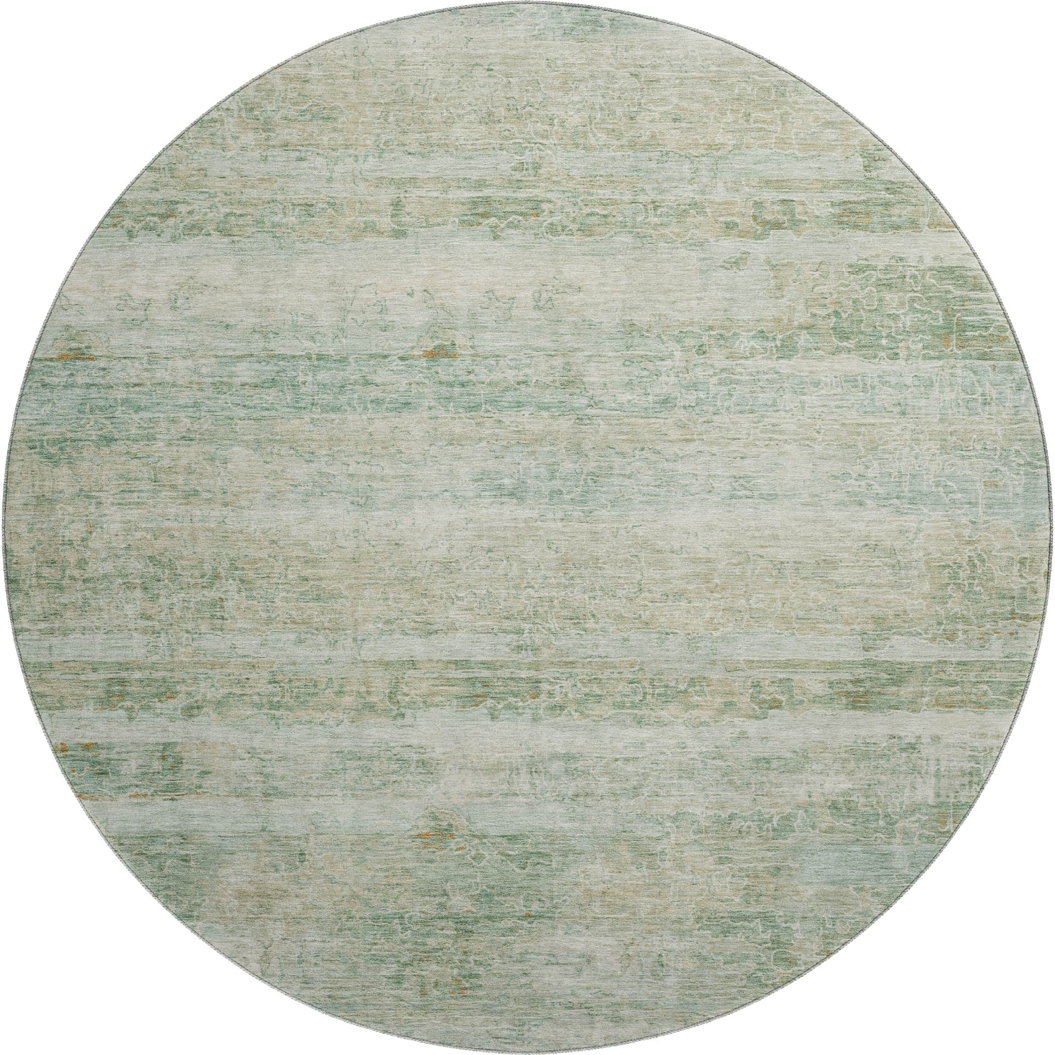 Lucerne Machine Washable Transitional Green Rug 8' x 8' #shape_Round