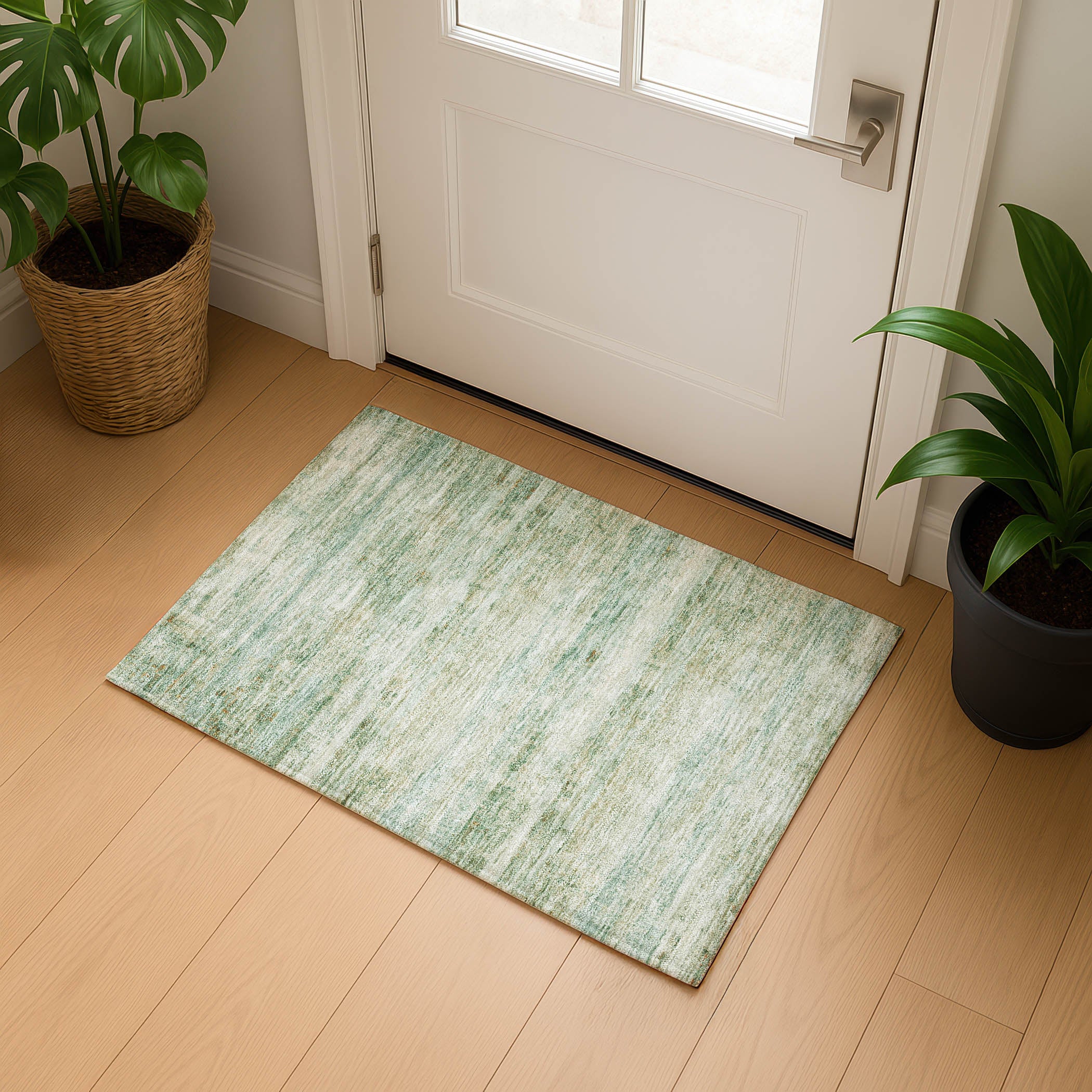 Lucerne Machine Washable Transitional Green Rug 1'8" x 2'6" #shape_Rectangle