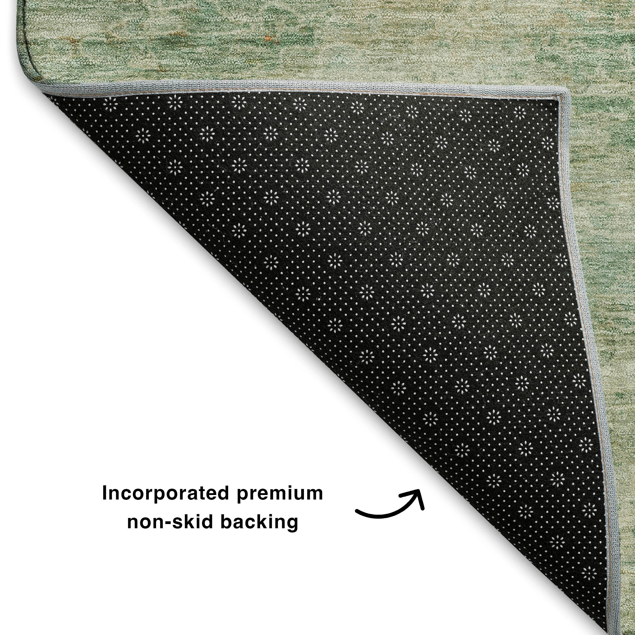 Lucerne Machine Washable Transitional Green Rug 1'8" x 2'6" #shape_Rectangle