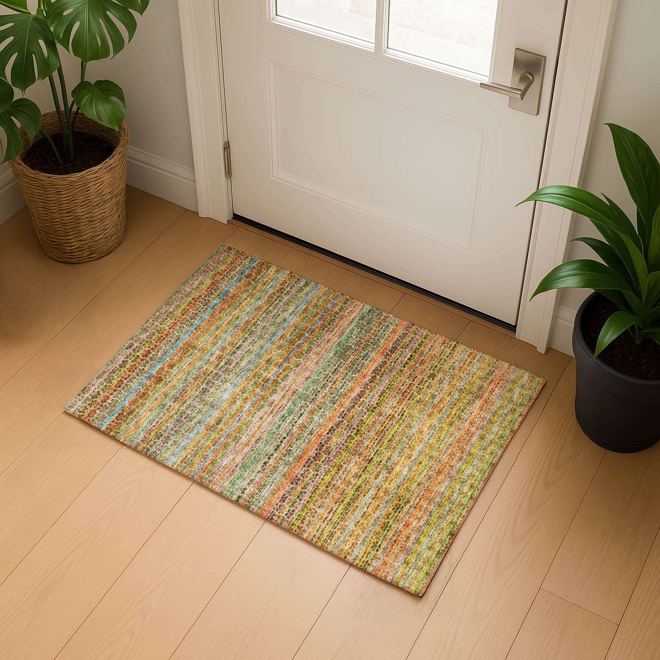 Tbilisi Machine Washable Transitional Coral Orange Rug 1'8" x 2'6" #shape_Rectangle
