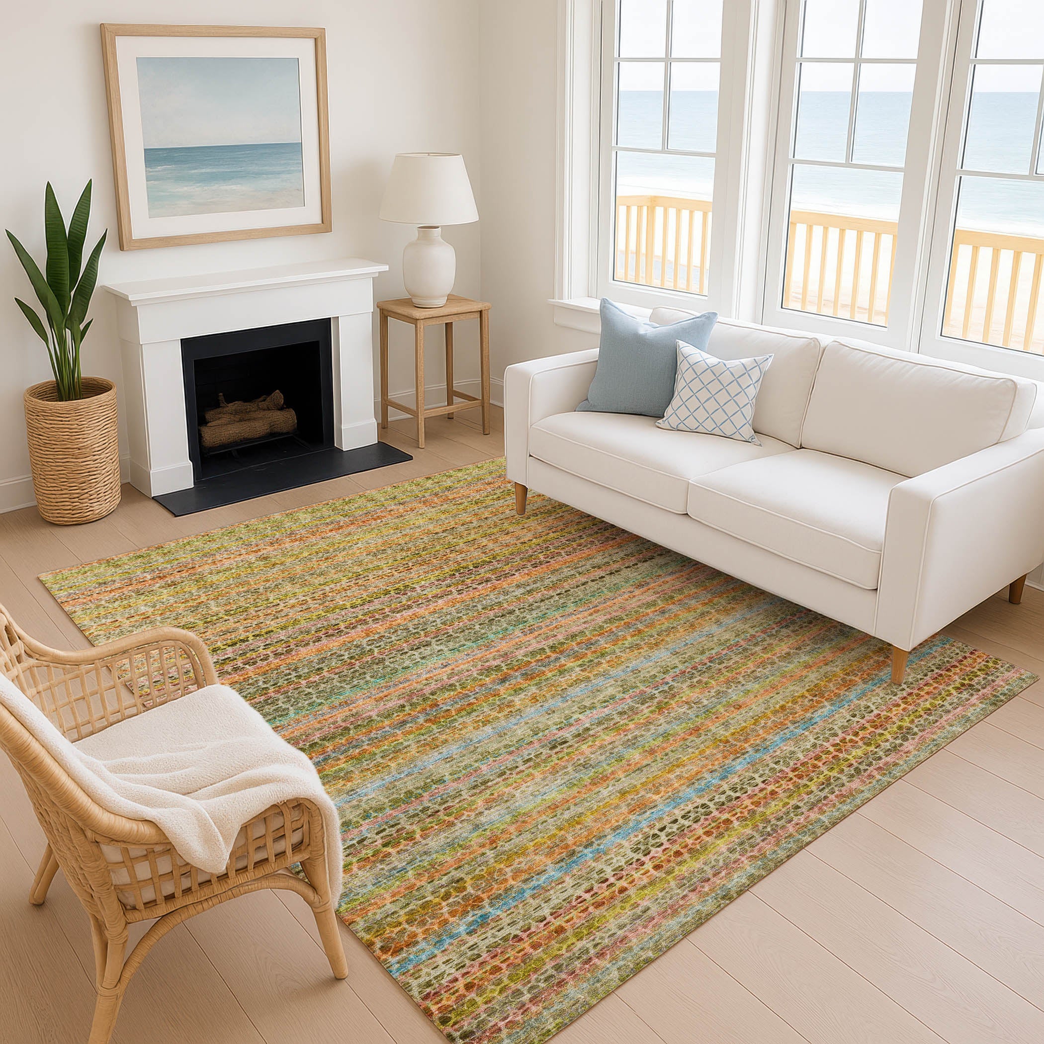 Tbilisi Machine Washable Transitional Coral Orange Rug 2'6" x 3'10" #shape_Rectangle