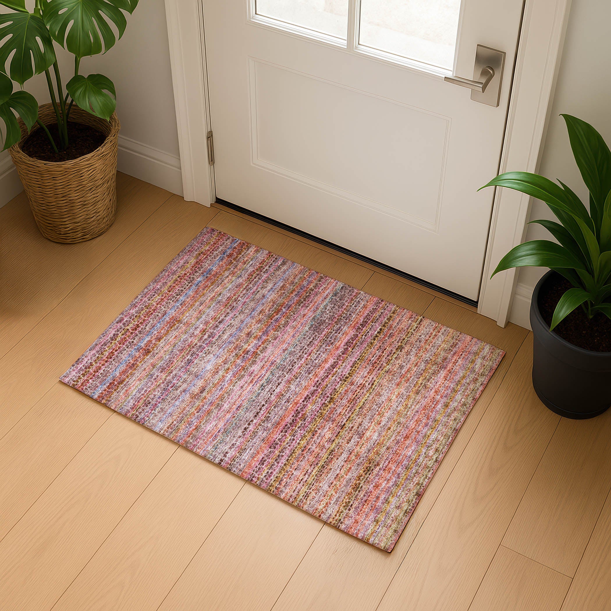 Tbilisi Machine Washable Transitional Pink Rug 1'8" x 2'6" #shape_Rectangle