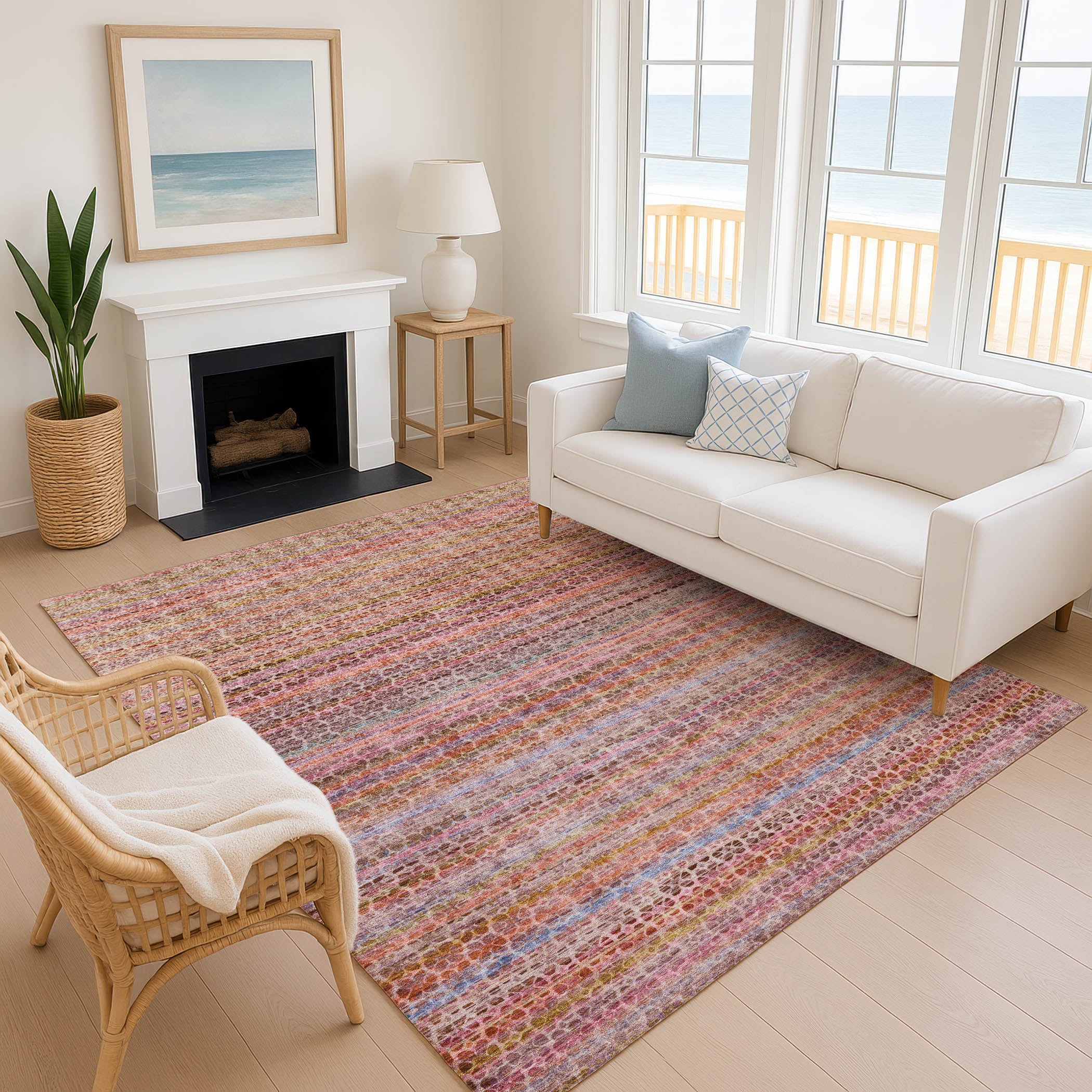 Tbilisi Machine Washable Transitional Pink Rug 2'6" x 3'10" #shape_Rectangle
