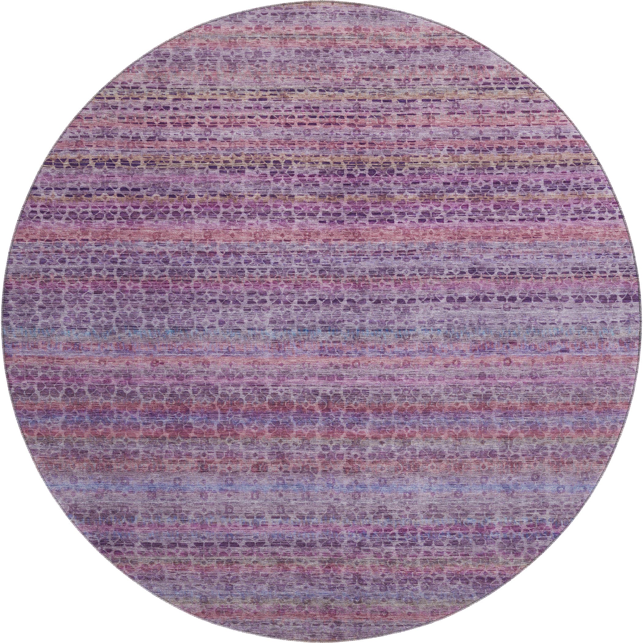 Tbilisi Machine Washable Transitional Purple Rug 8' x 8' #shape_Round