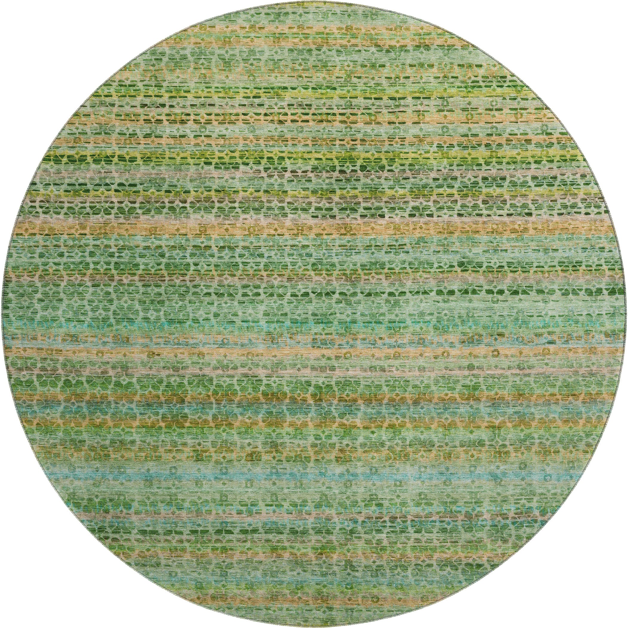 Tbilisi Machine Washable Transitional Teal Rug 8' x 8' #shape_Round