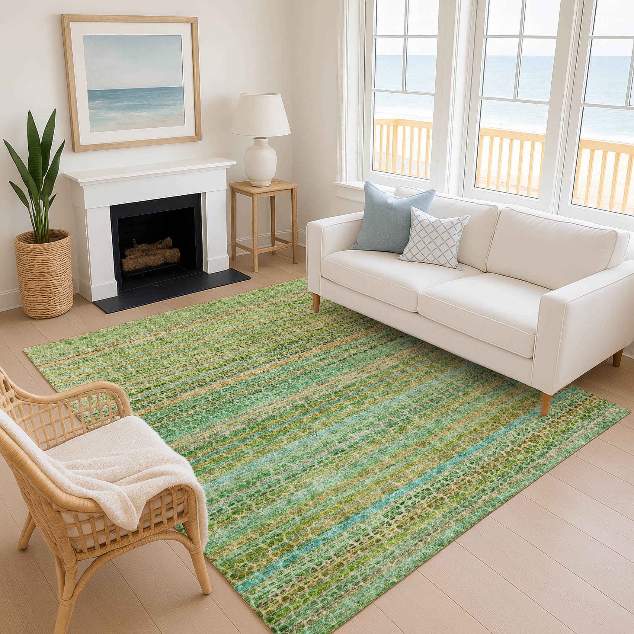 Tbilisi Machine Washable Transitional Teal Rug 2'6" x 3'10" #shape_Rectangle