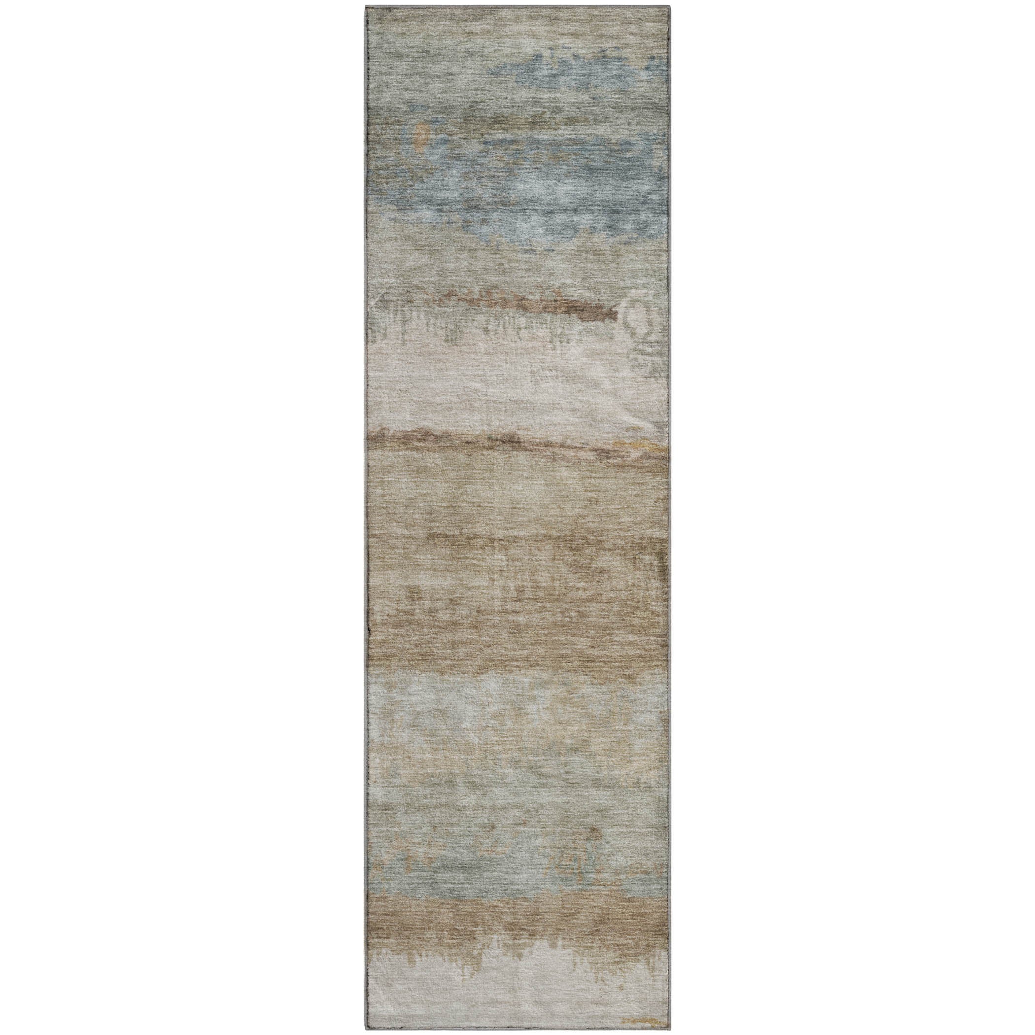 Lisbon Machine Washable Transitional Beige Brown Rug 2'3" x 7'6" #shape_Runner