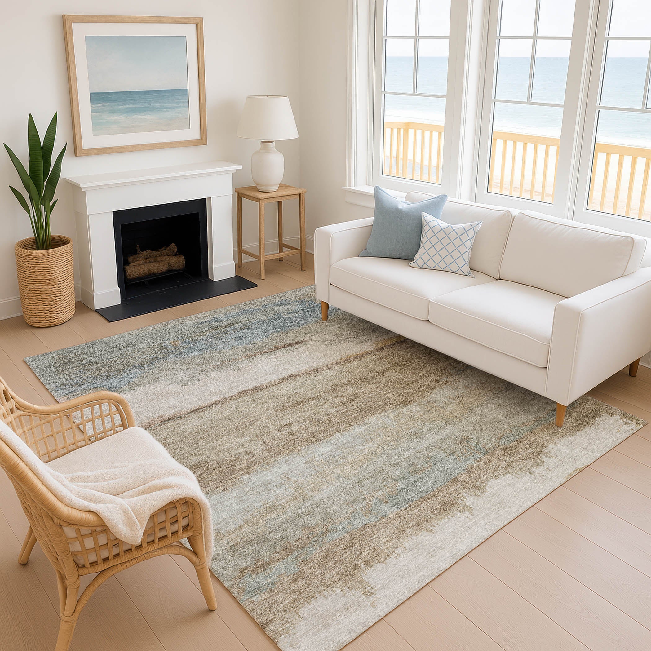 Lisbon Machine Washable Transitional Beige Brown Rug 2'6" x 3'10" #shape_Rectangle