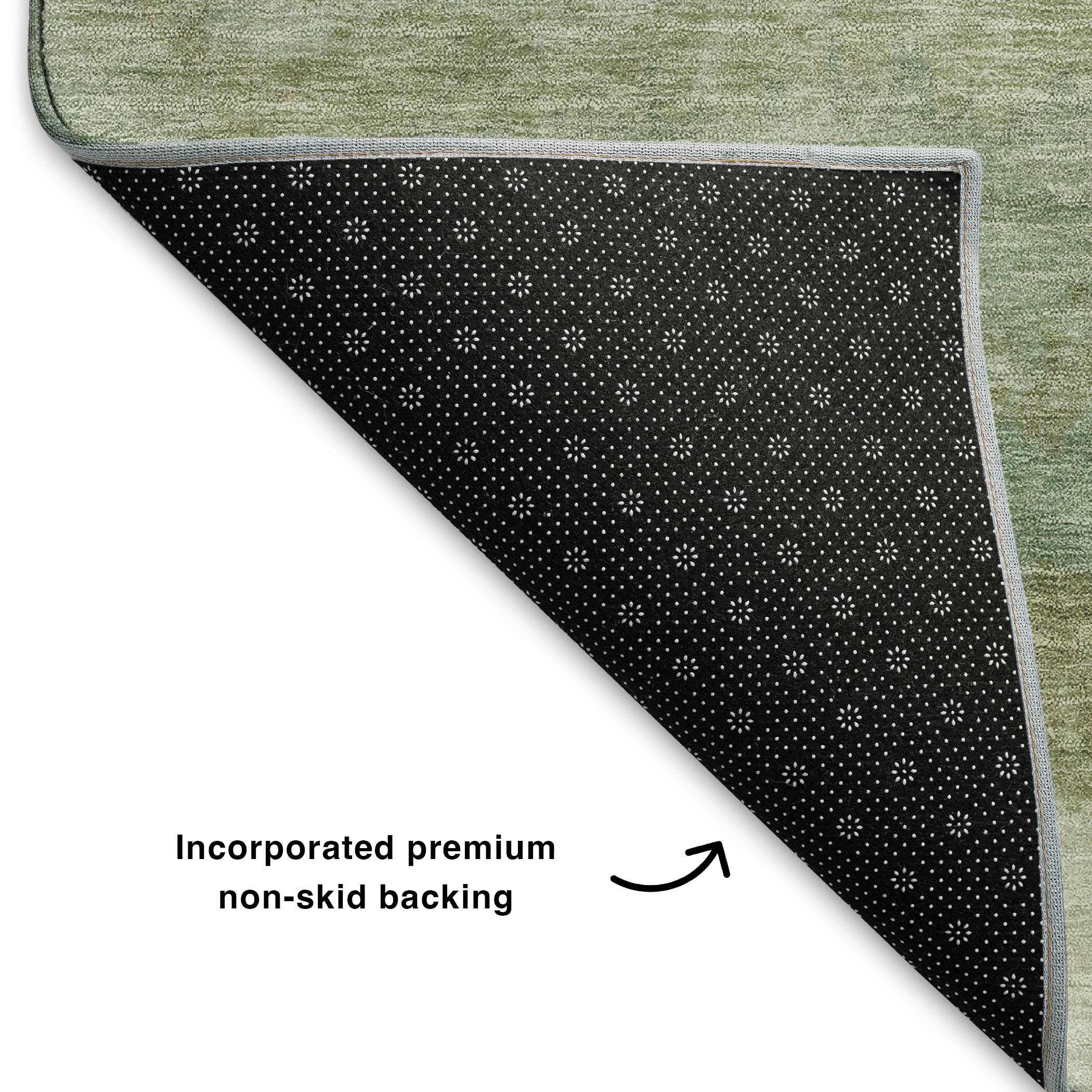 Lisbon Machine Washable Transitional Green Rug 1'8" x 2'6" #shape_Rectangle