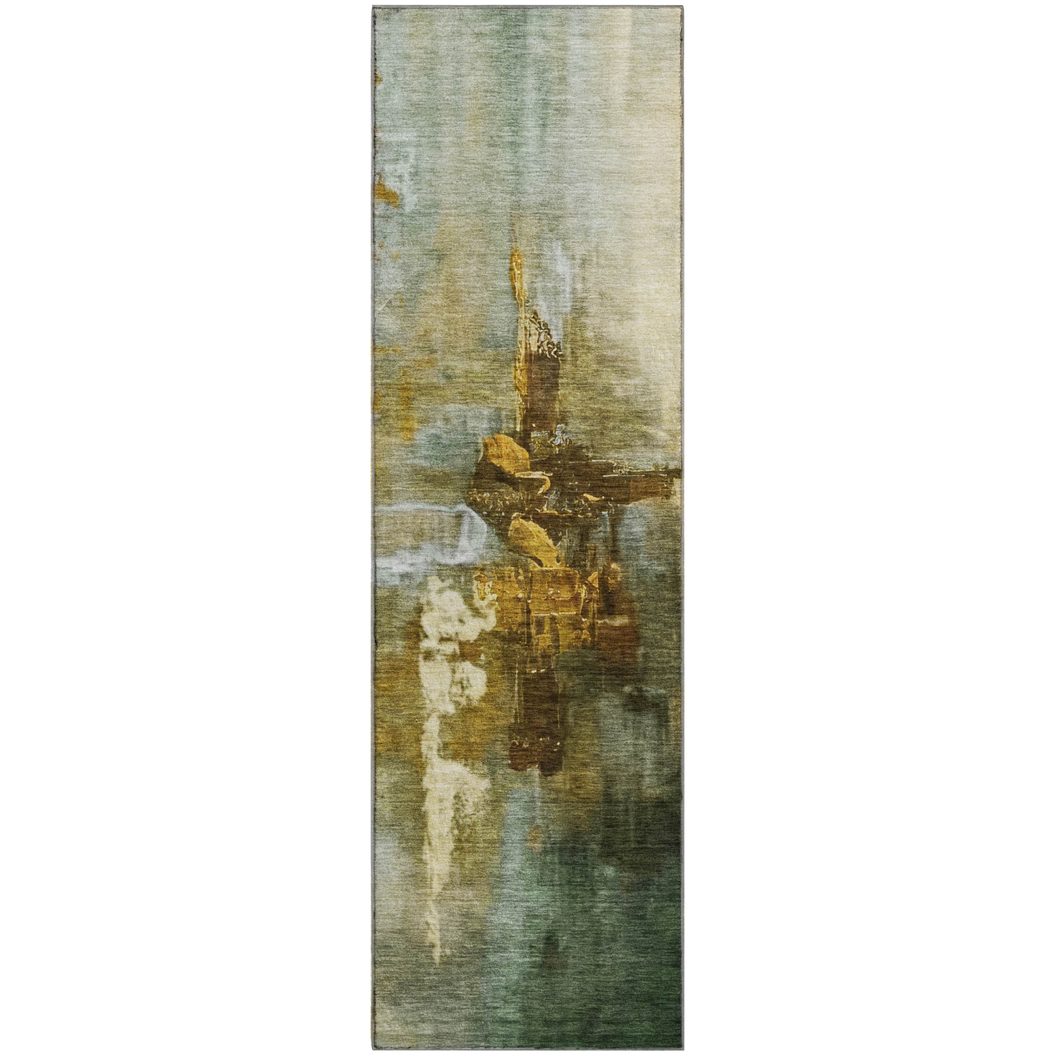 Antigua Machine Washable Transitional Brown Rug 2'3" x 7'6" #shape_Runner