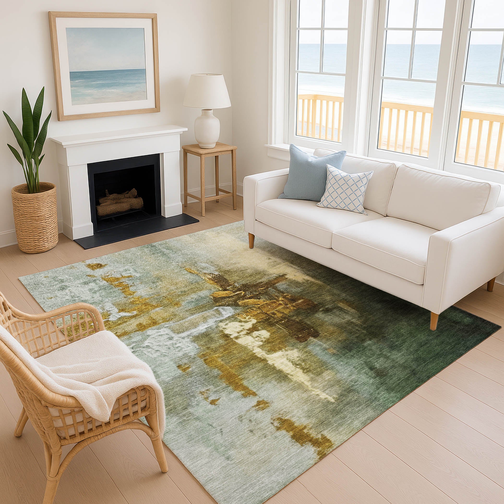 Antigua Machine Washable Transitional Brown Rug 2'6" x 3'10" #shape_Rectangle