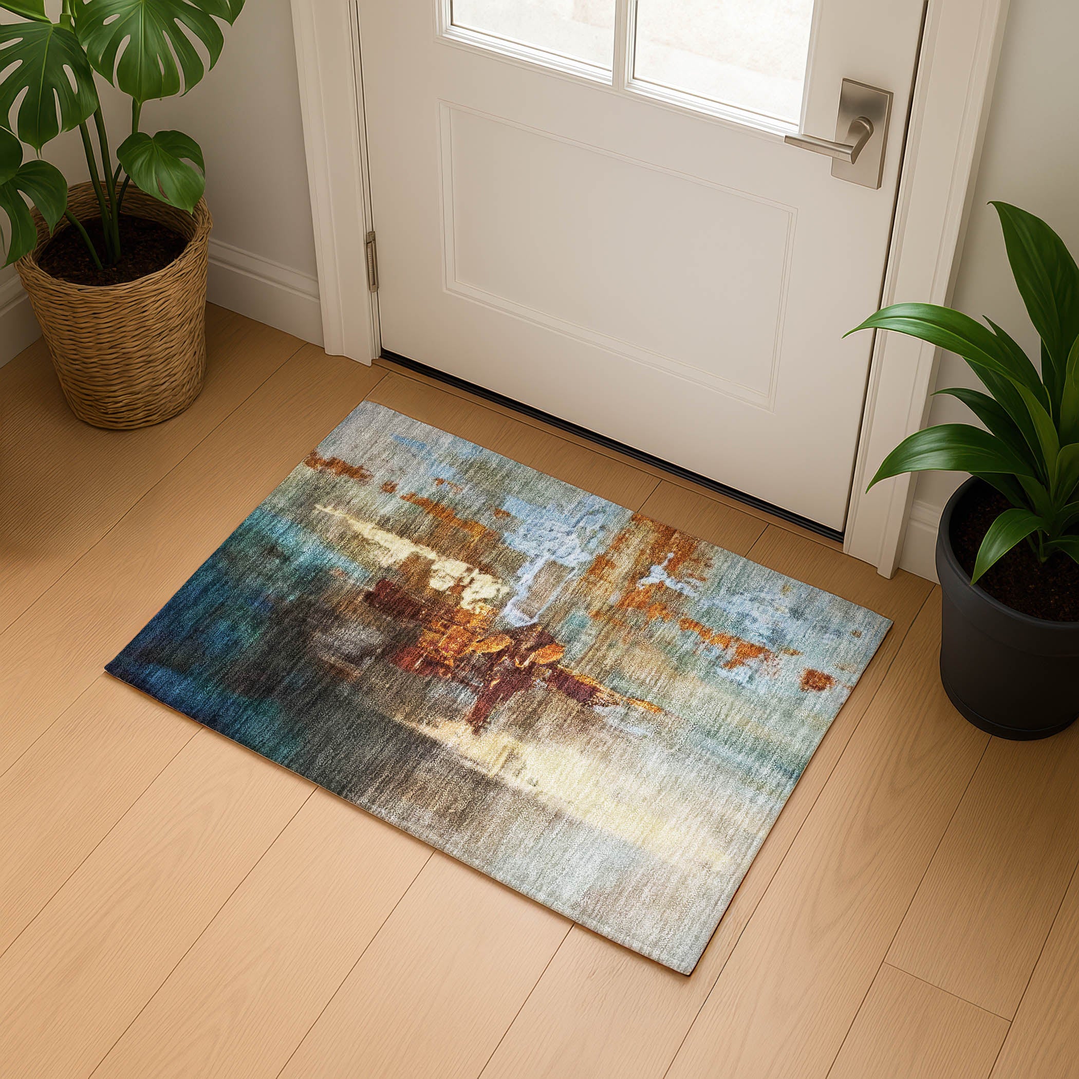 Antigua Machine Washable Transitional Paprika Orange Rug 1'8" x 2'6" #shape_Rectangle