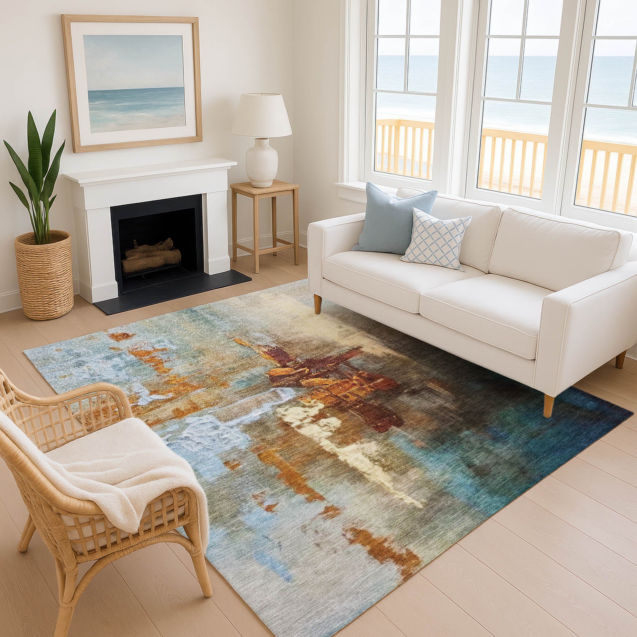 Antigua Machine Washable Transitional Paprika Orange Rug 2'6" x 3'10" #shape_Rectangle