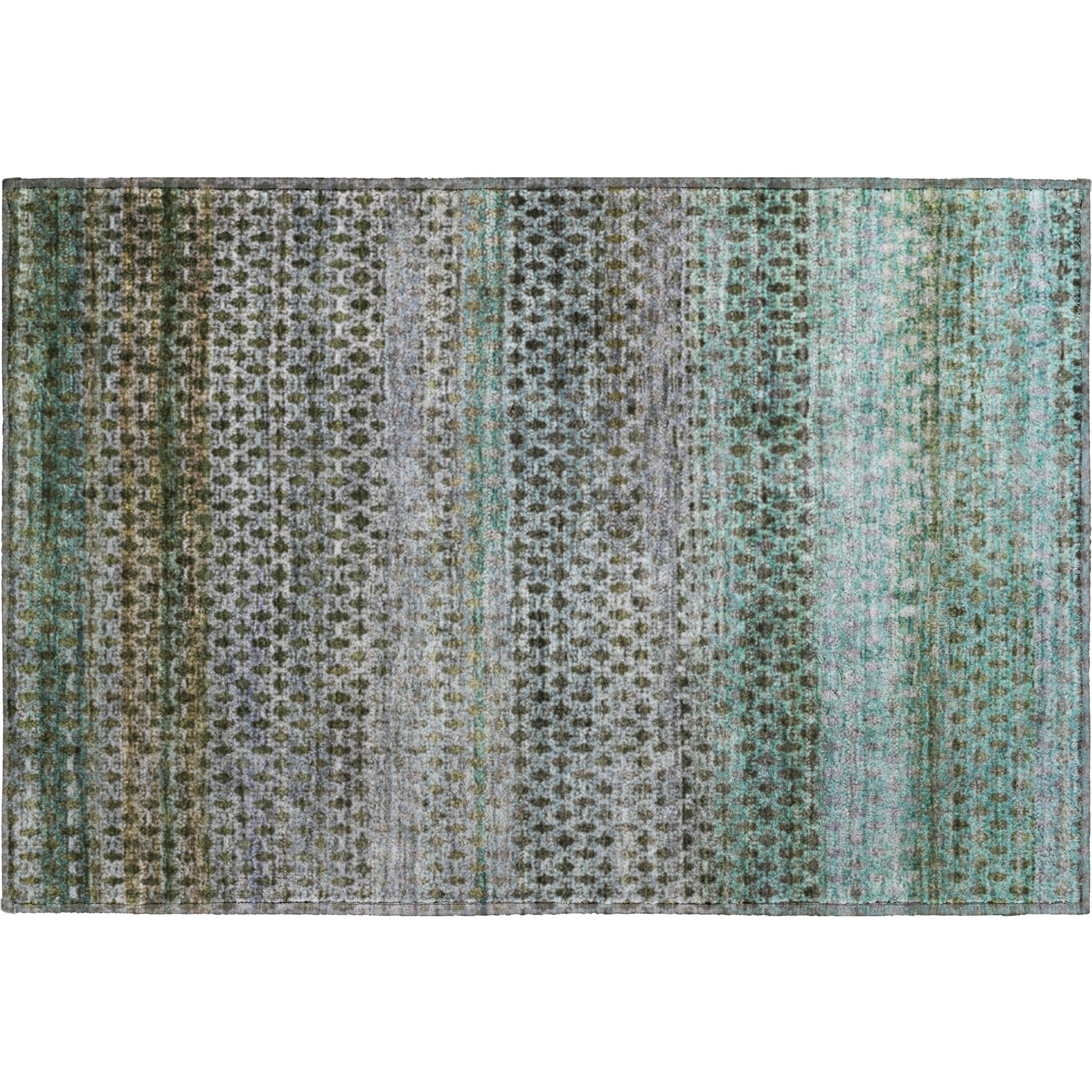 Bangkok Machine Washable Transitional Green Rug 1'8" x 2'6" #shape_Rectangle