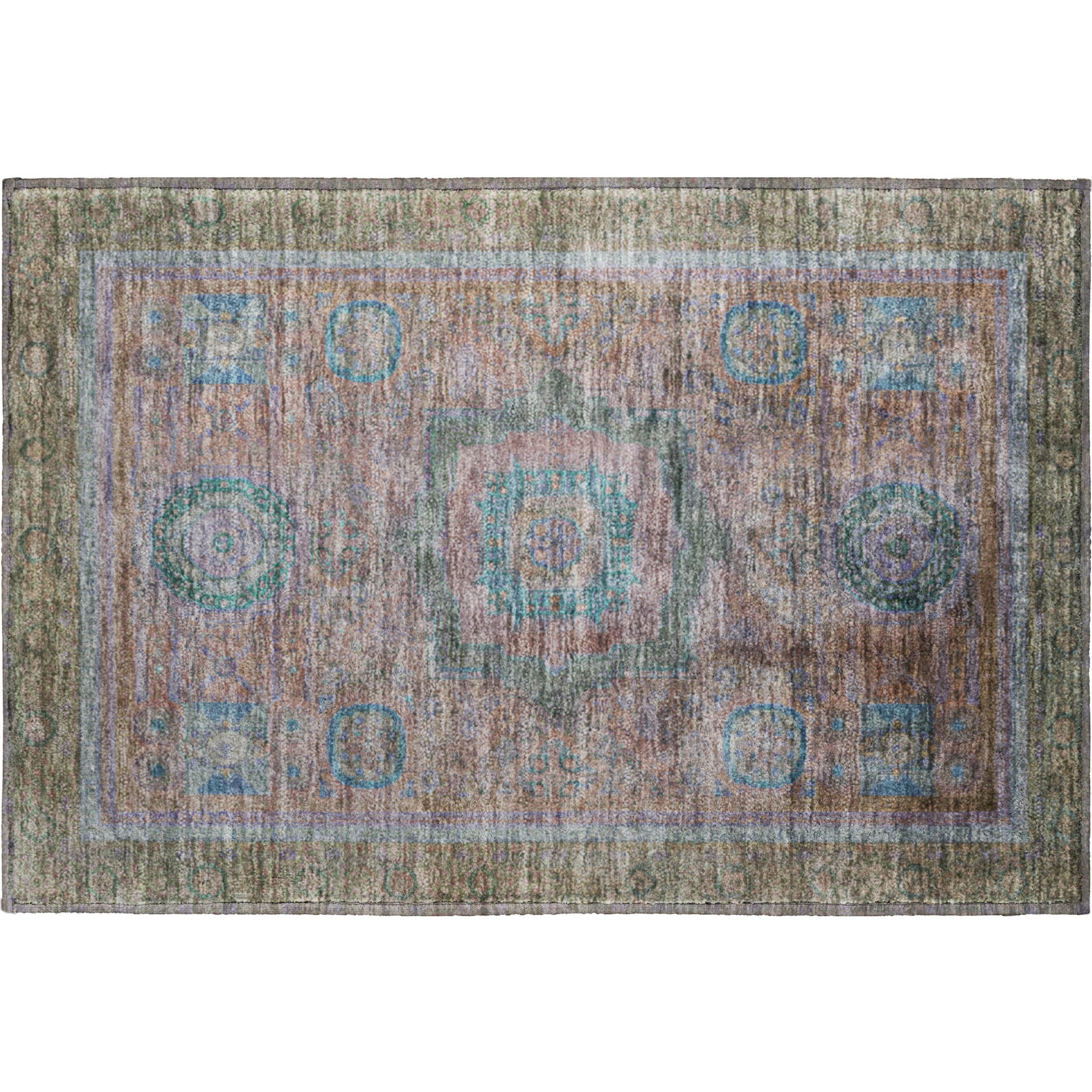 Rome Machine Washable Traditional Copper Orange Rug 1'8" x 2'6" #shape_Rectangle